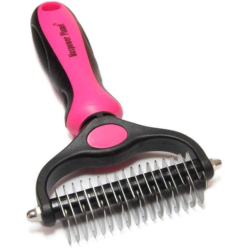Maxpower Planet Pet Grooming Brush Double Sided Shedding Dematting Undercoat Rake for Dogs - Healthber