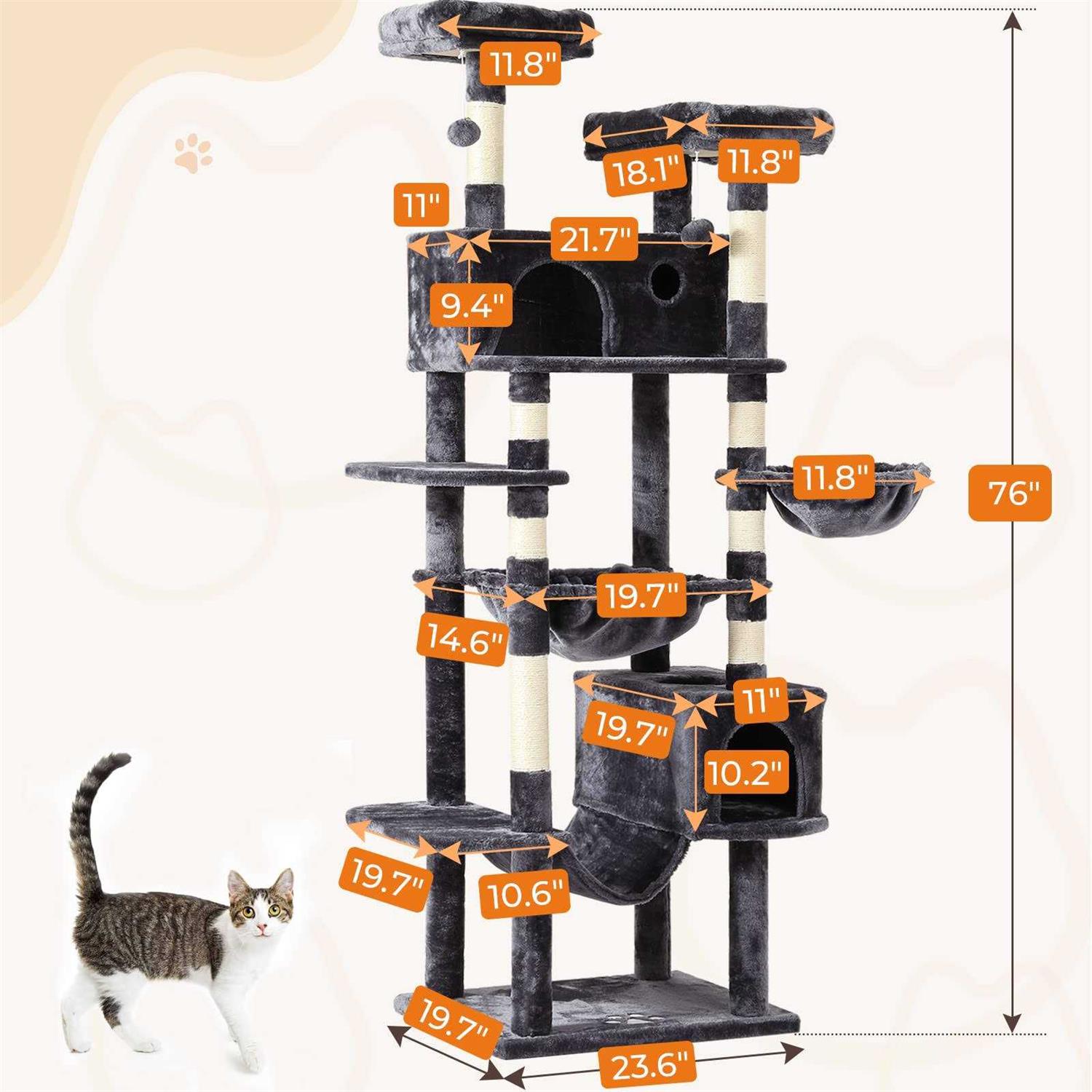 MSmask Cat Tree Cat Tower with 3 - Healthber