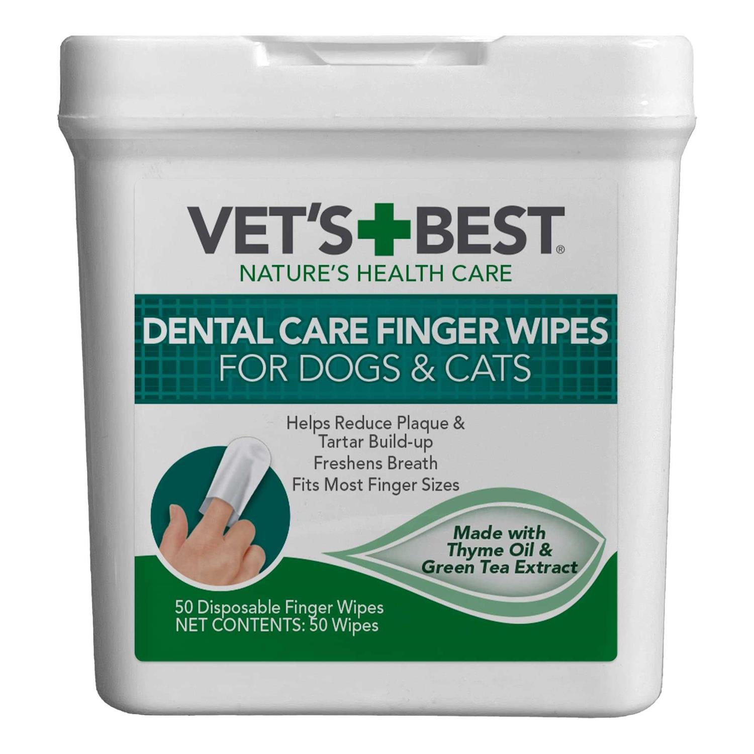 Vet’s Best Dental Care Finger Wipes for Dogs & Cats - Healthber