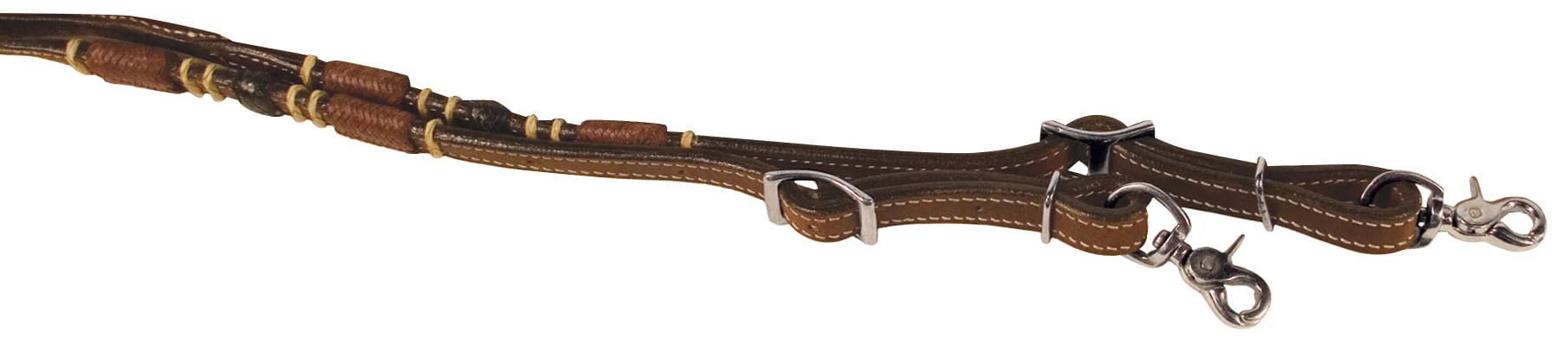 Buffalo Leather Tres Rawhide Roping Rein, 7 ft - Healthber