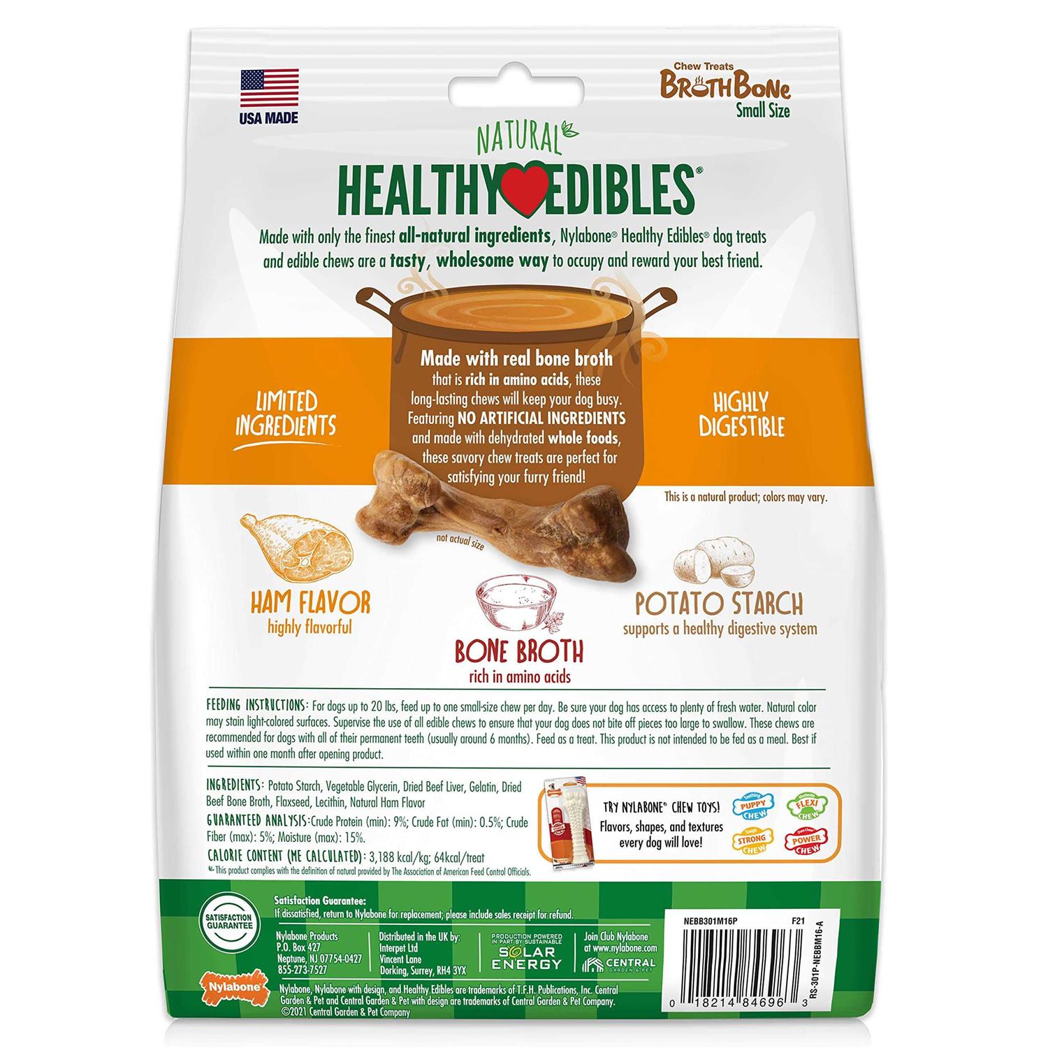 Nylabone Natural Healthy Edibles Broth Bone Chew Treats - Healthber