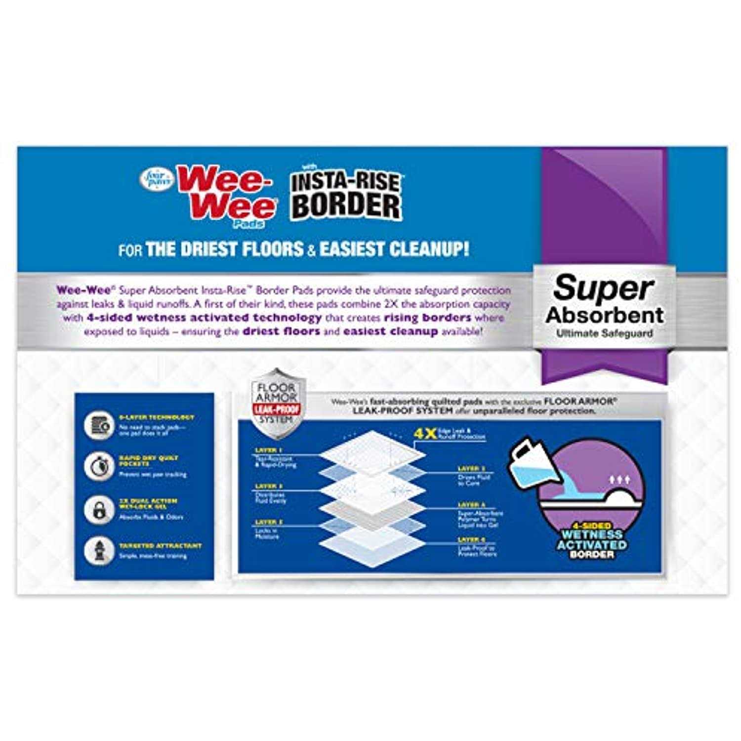 Four Paws Insta-Rise Border Wee-Wee Pads - Healthber