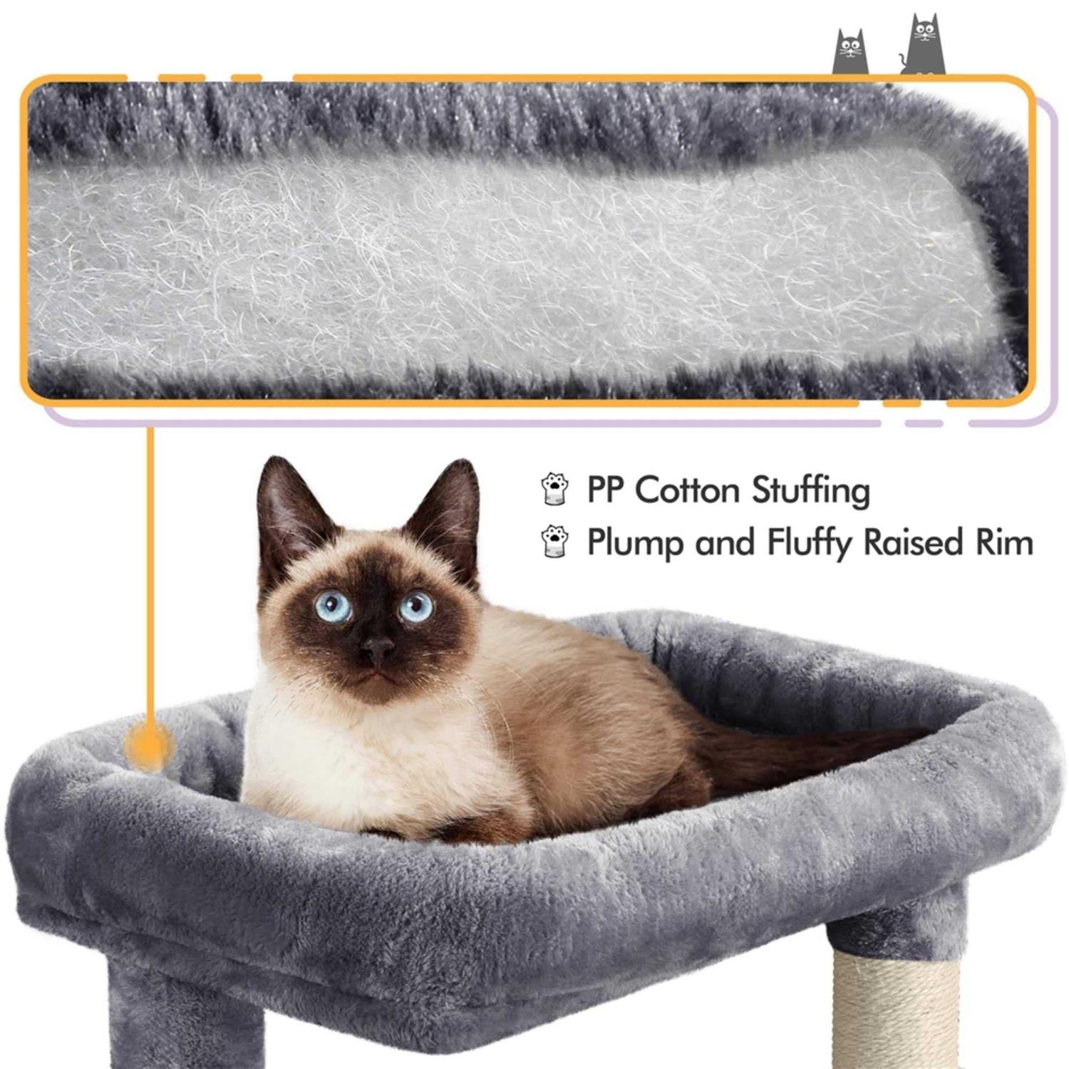 Topeakmart Gray Cat Tree with Two Condos - Healthber