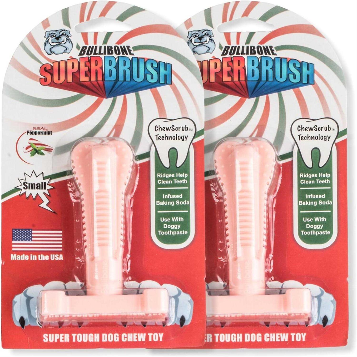Bullibone SuperBrush Dog Teeth Cleaning Brushing Toothbrush Stick Long Lasting Nylon Chew Toy for Oral Care - Healthber
