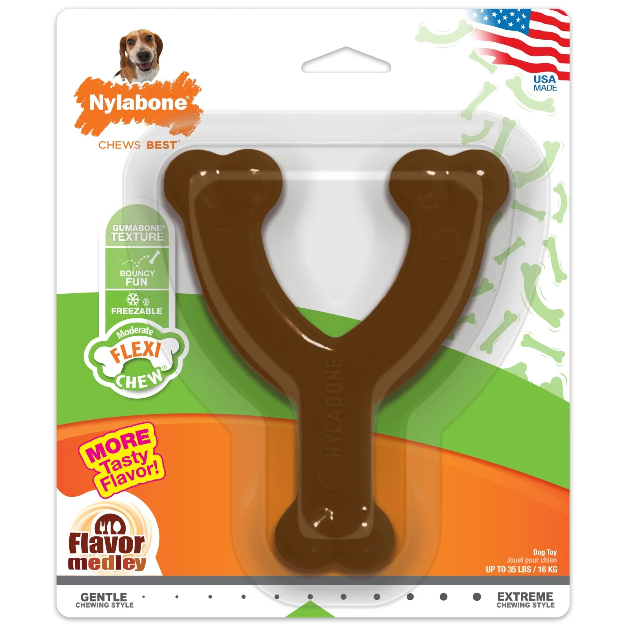 Flexi Chew Wishbone Dog Toy, Medium/Wolf, Up to 35 lbs. - Healthber