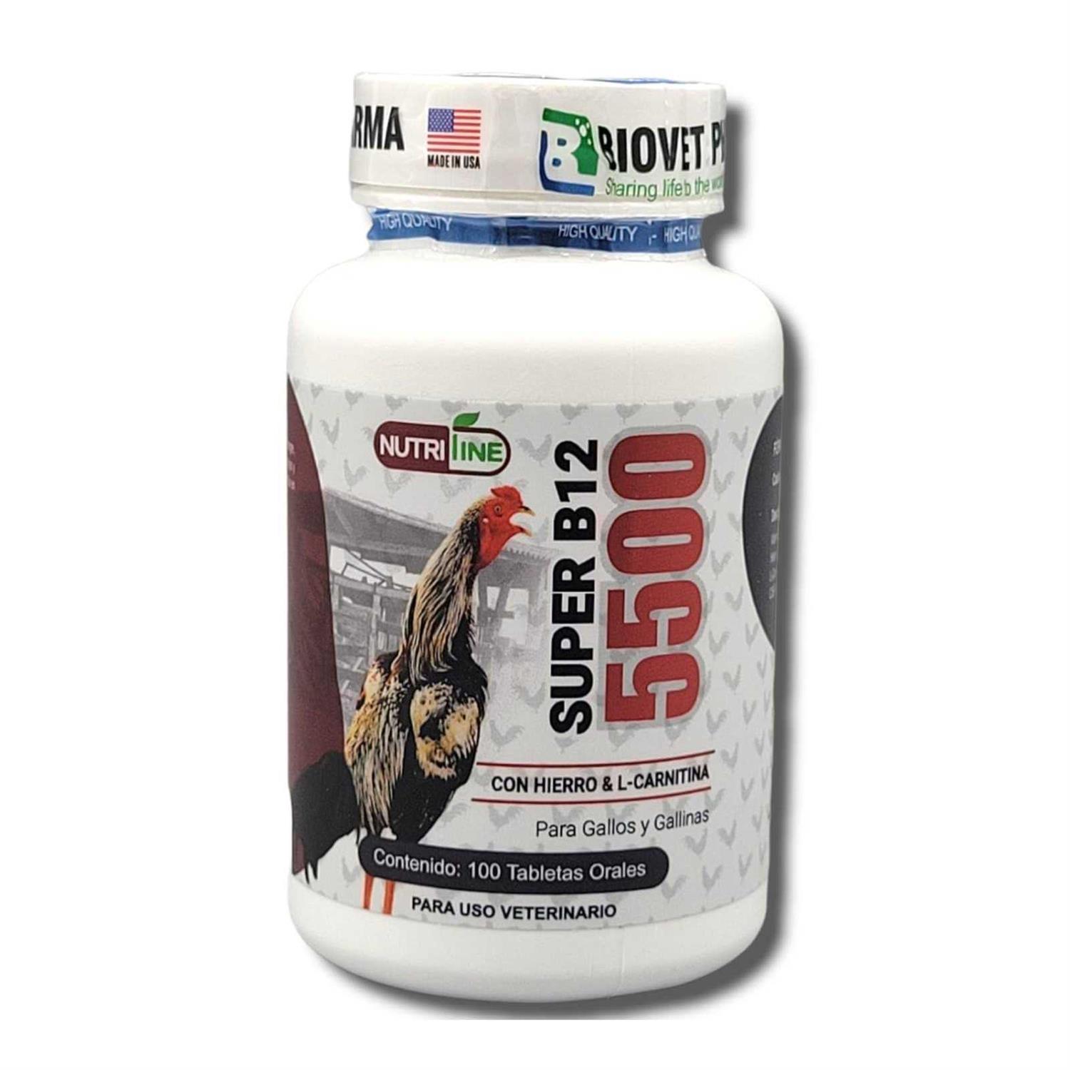 Super b12 5500 100 tab con Hierro,LUVAROBLLC L -Carnitina Vitamin for Rooster - Healthber