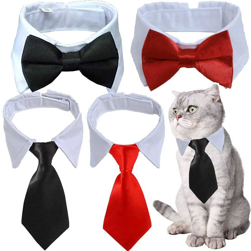 4 Pieces Pets Dog Cat Bowtie Pet Costume Adjustable Formal Necktie Collar for Cats Small Dogs Puppy Grooming Accessories - Healthber