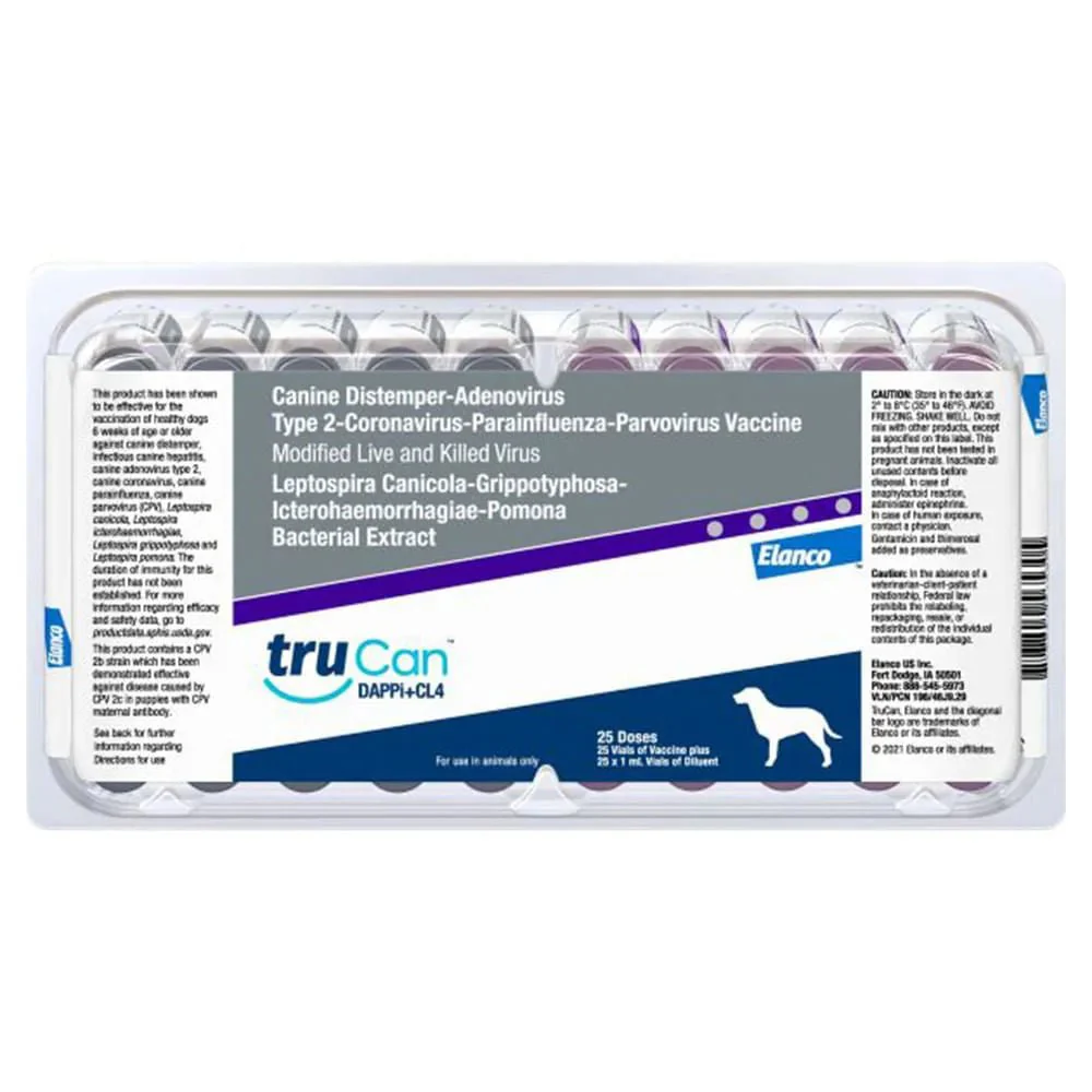 TruCan DAPPi+CL4 (formerly Duramune Max 5-CvK/4L), 25 Single Doses - Healthber