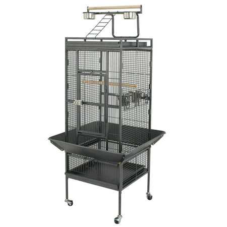 Homgarden 61-in 2in1 Large Bird Cage Play Top W/Rolling Stand for Medium Parrot Bird Black Iron Frame, Size: 61-Inch - Healthber