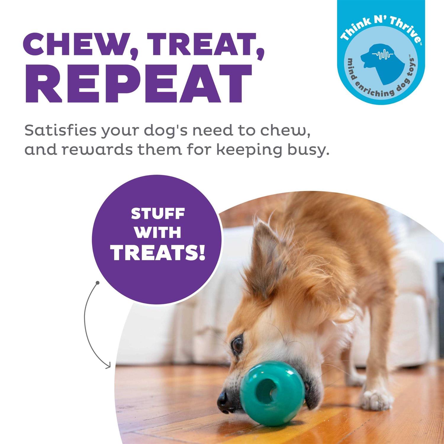 Outward Hound Double-Tuff Treat Stuffer Green Dog Toy - Healthber