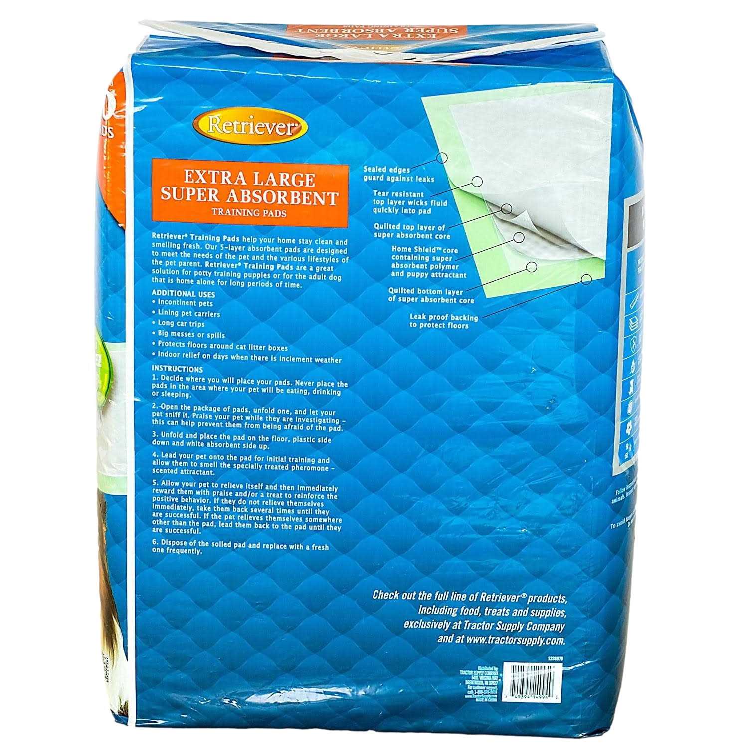 Retriever Super Absorbent Unscented XL Dog Training Pads - Healthber
