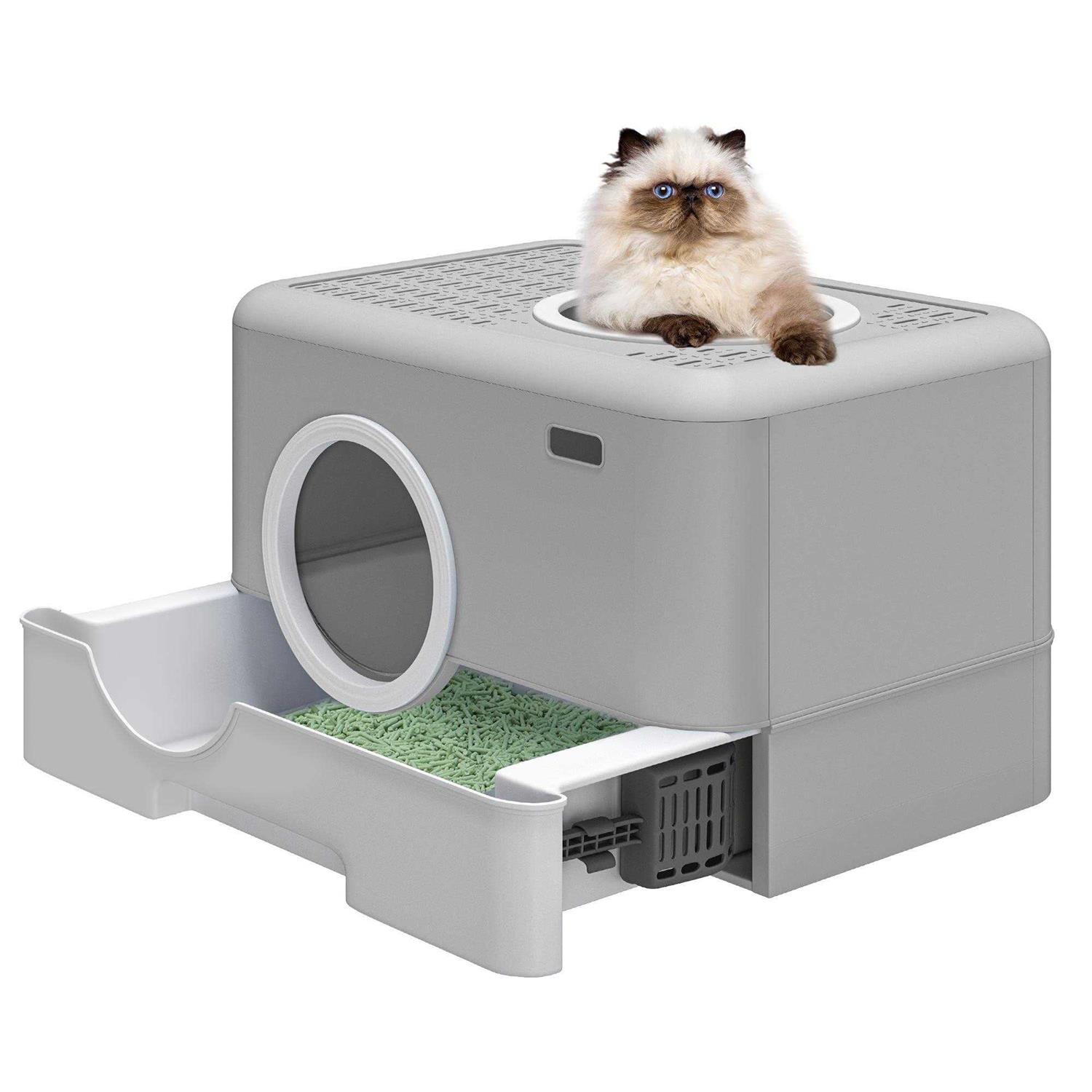 YITAHOME Large Enclosed Cat Litter Box with Lid Cover - Healthber
