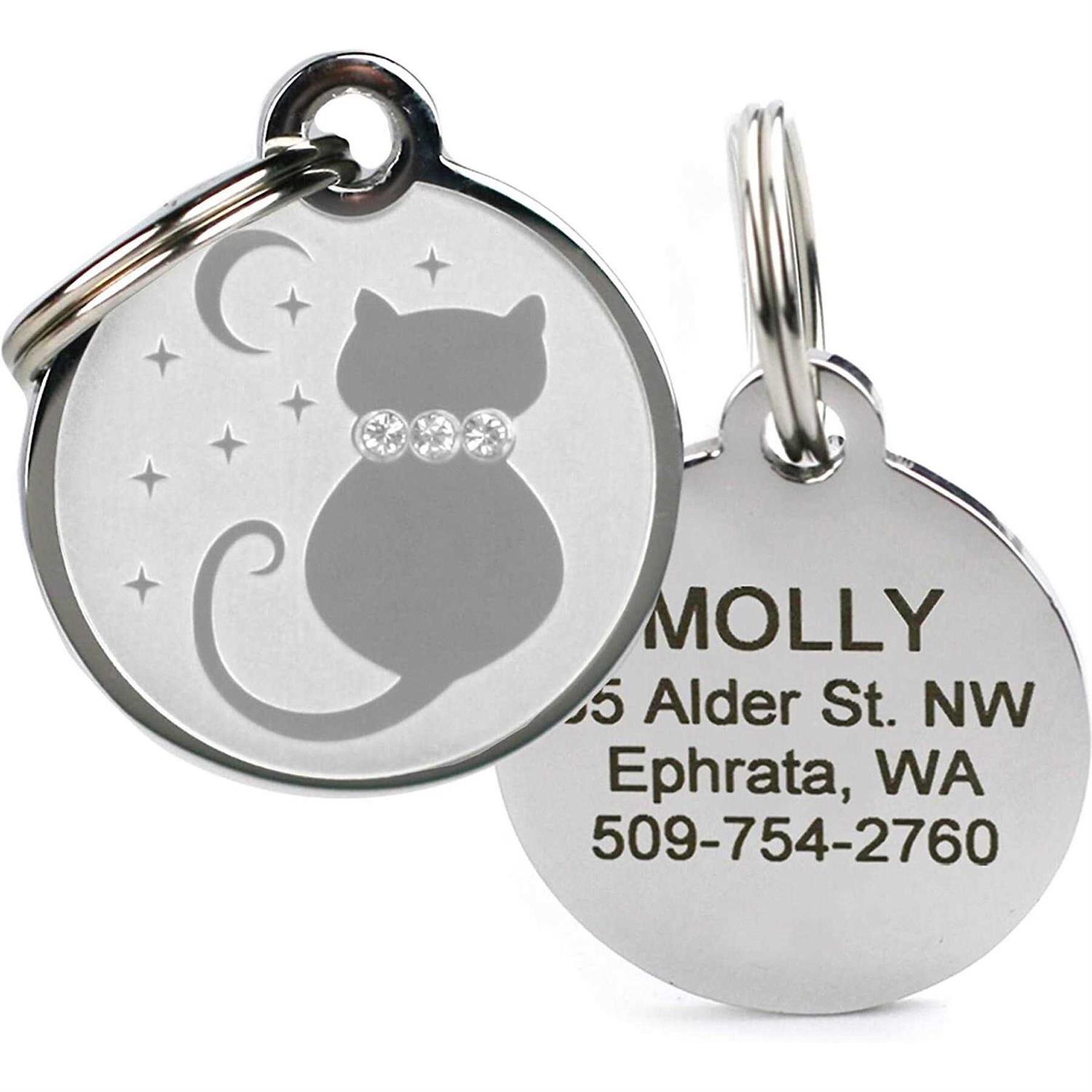 Frisco Starry Moon Crystal Cat Personalized Dog ID Tag - Healthber