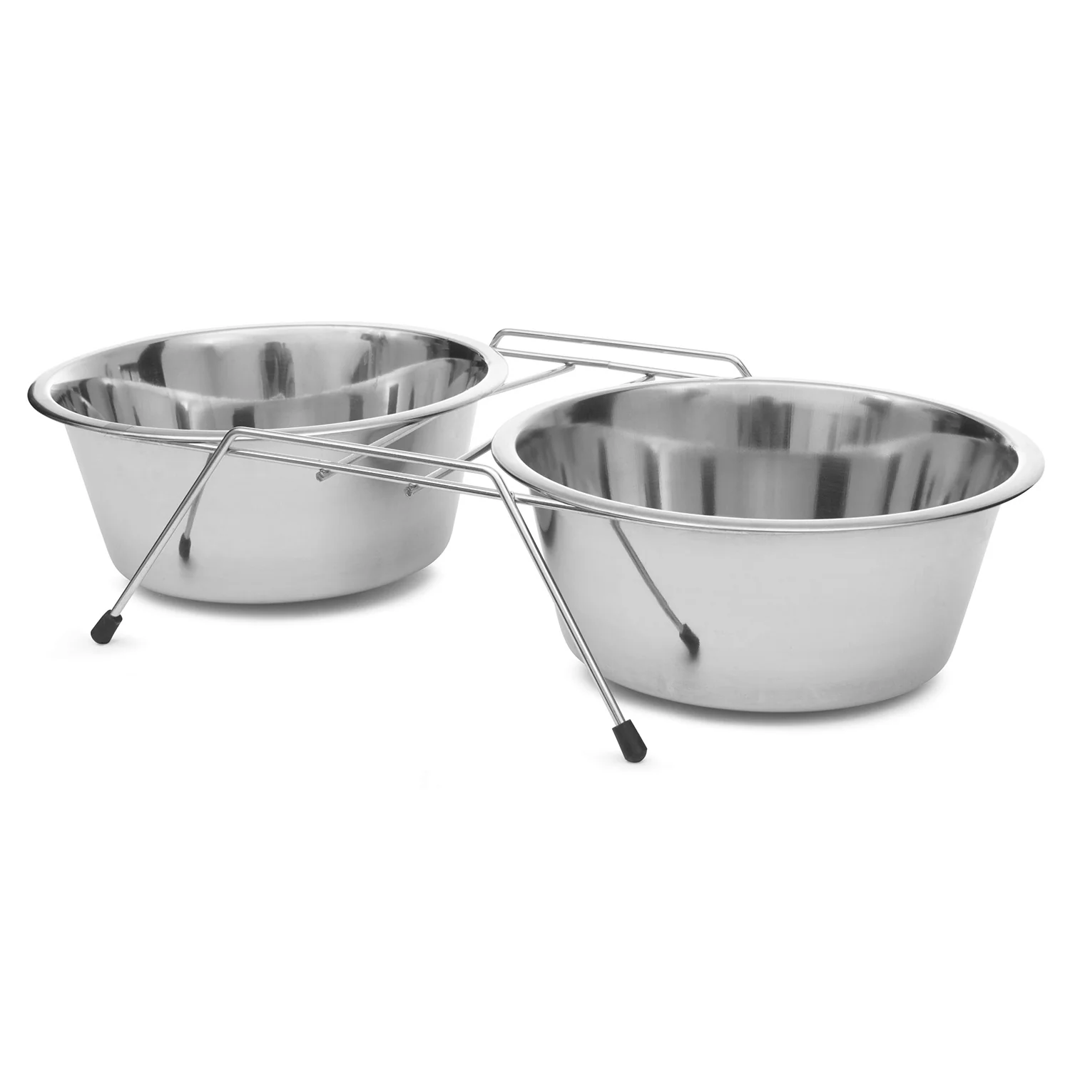 Low Profile Stainless Steel Double Diner Pet Bowls - Healthber