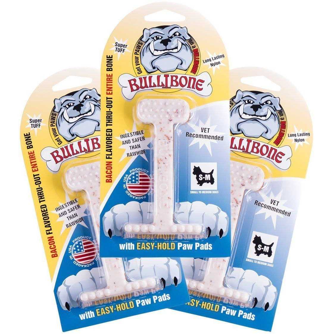 Bullibone Nylon Dog Chew Toy Nylon Bone Improves Dental Hygiene Easy to Grip Bottom and Permeated with Flavor - Healthber