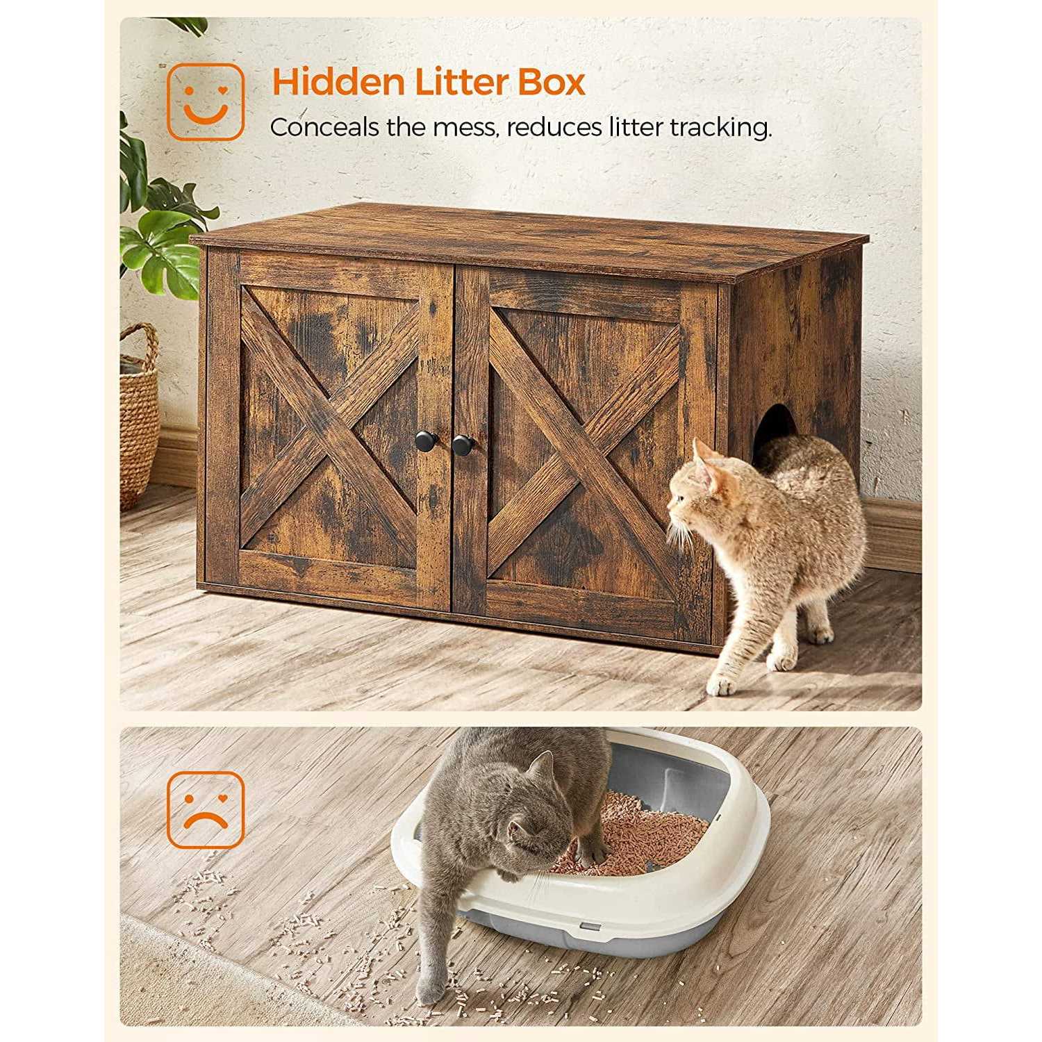 Feandrea Litter Box Enclosure Cat Litter Box Furniture Hidden - Healthber