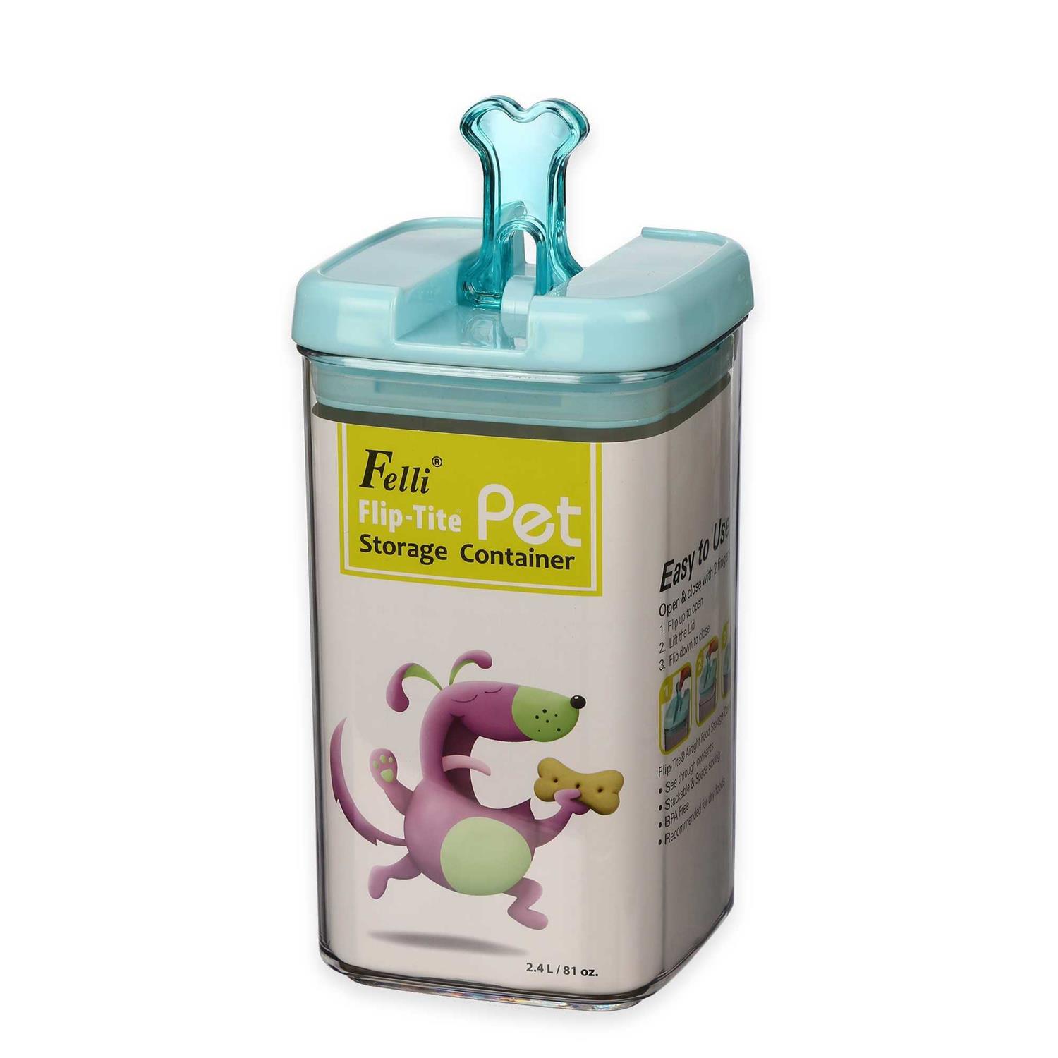 Flip-Tite Bone Square Pet Food Storage canister in Clear - Healthber