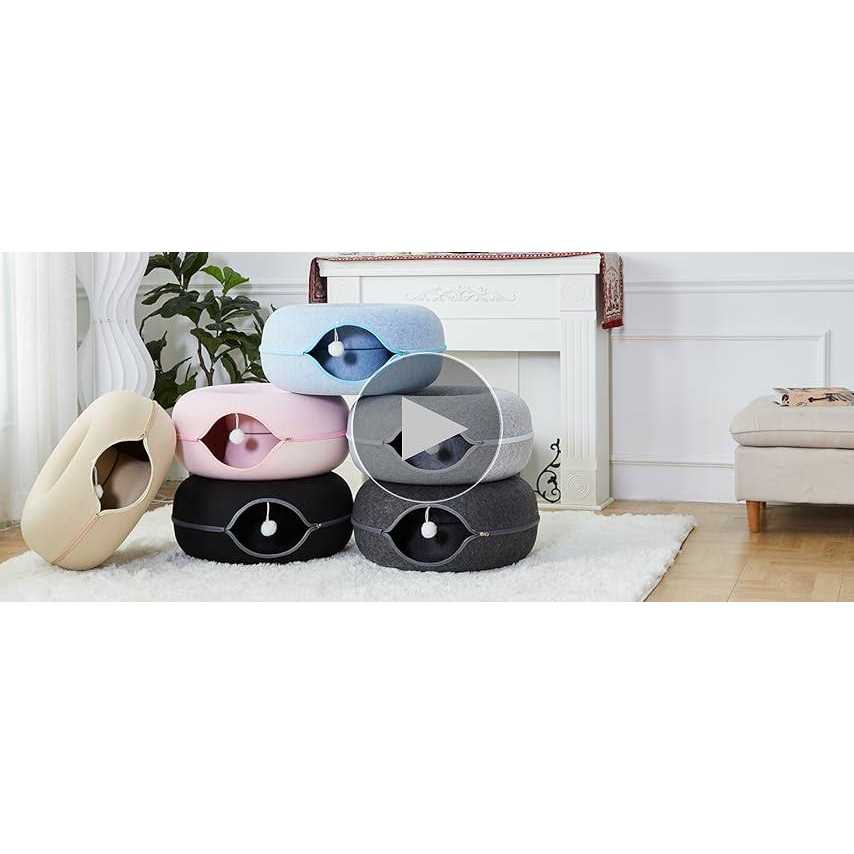 Cat Tunnel Bed, Cat Tunnel, Jia Xi Indoor Cat Hideout, Indoor Cat Tunnel for Cats, Large Indoor Cat Condo and Cat Cave - Healthber