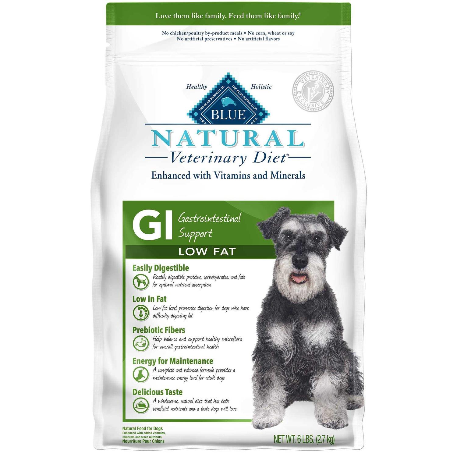 Blue Buffalo Natural Veterinary Diet GI Gastrointestinal Support Low Fat Dry Dog Food - Healthber