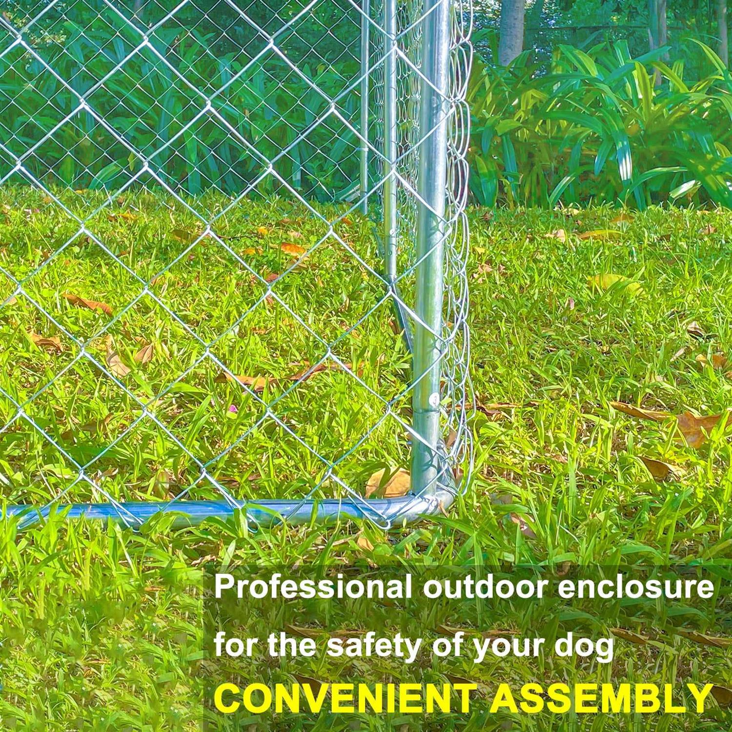 10ft x 10ft Dog Kennel Outdoor Metal Playpen Large Dog Cages for Large Dogs Run Outside Exercise Pet Fences with Roof for Yard - Healthber