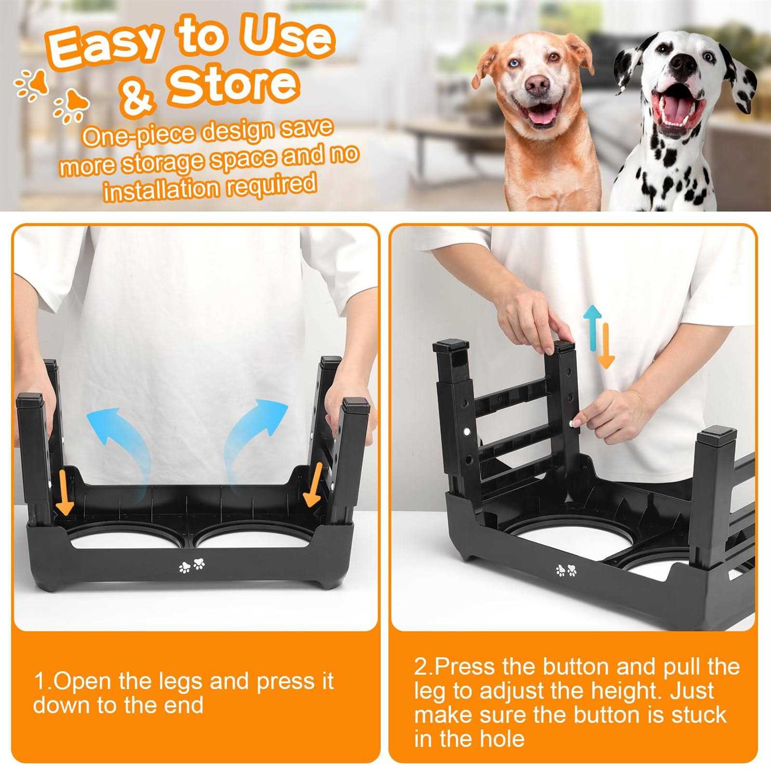 COMESOON Elevated Dog Bowls 4 Height Adjustable Raised Bowl Stand with 2 Thick 50oz Stainless Steel Food Feeder Bowls Non-Slip for Mediu - Healthber