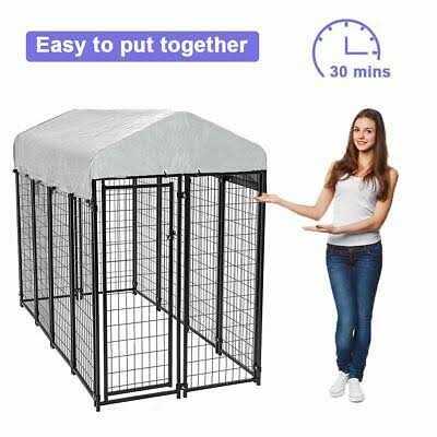 bestpet 8 x 4 x 6 ft dog kennel outdoor dog pen playpen house heavy duty dog crate metal galvanized welded pet animal camping - Healthber