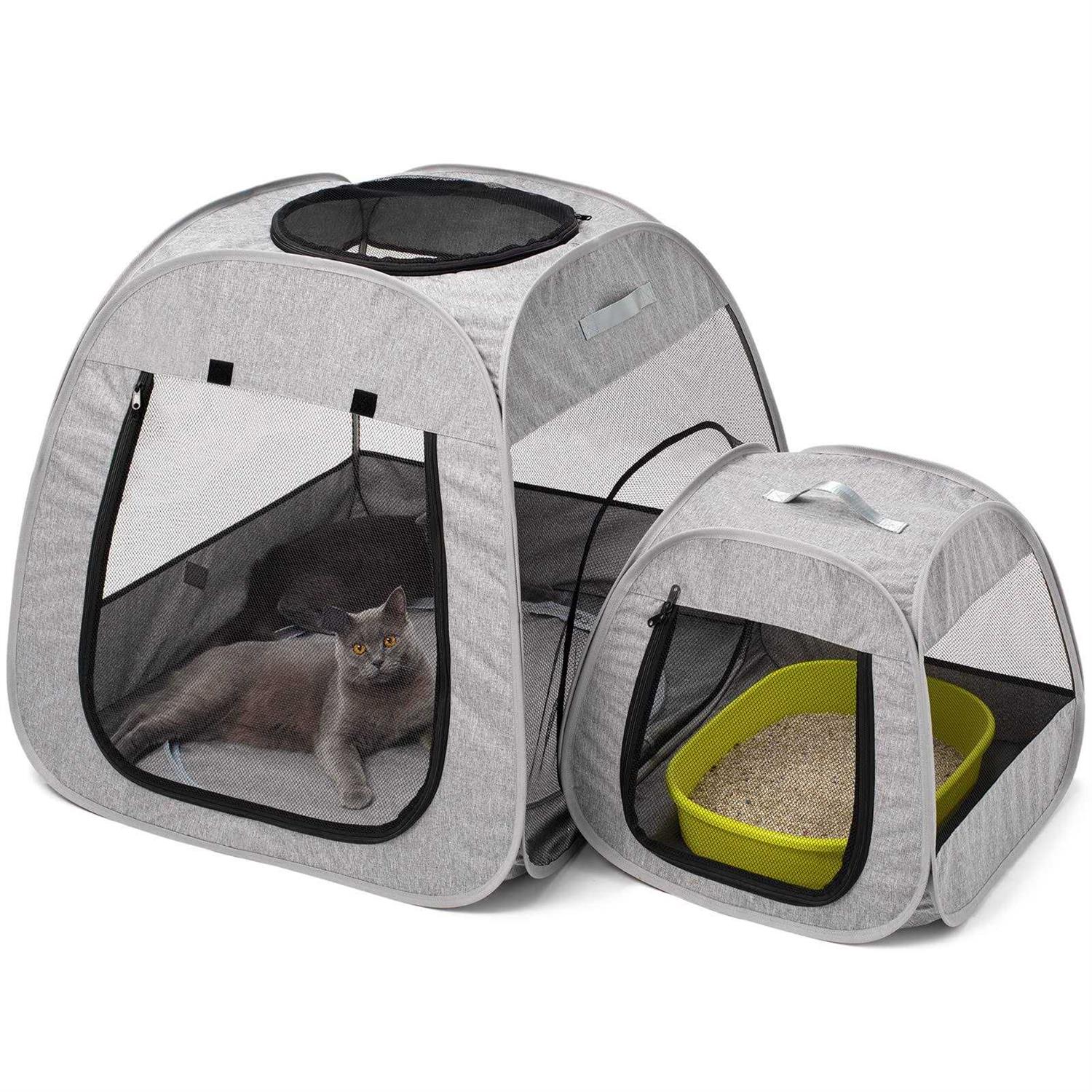 Tenrai Portable Cat Playpen, Trapezoidal Design for Better Standing, Foldable Pet Tent for Indoor and Outdoor Use of Kitten and Puppy - Healthber