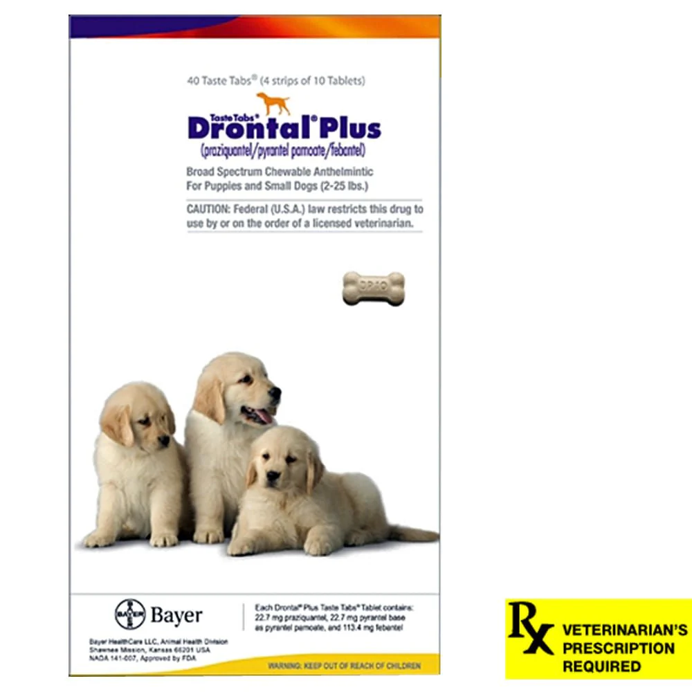 Rx Drontal Plus Taste Tablets Chewable Anthelmintic for Puppies & Small Dogs - Healthber