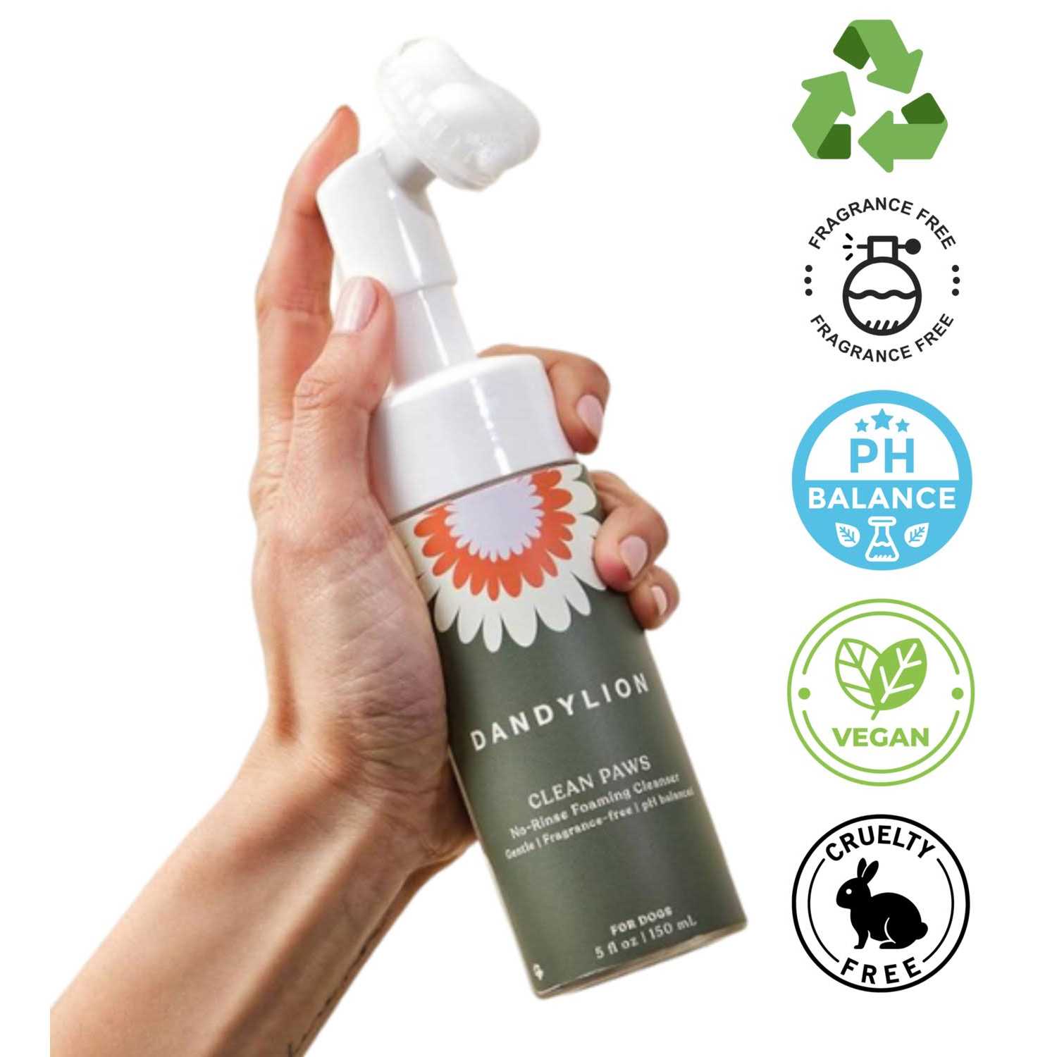 Dandylion Clean Paws No-Rinse Foaming Cleanser Gentle, Fragrance-Free, and pH Balanced to Provide a deep Clean Safe for All Dogs - Healthber