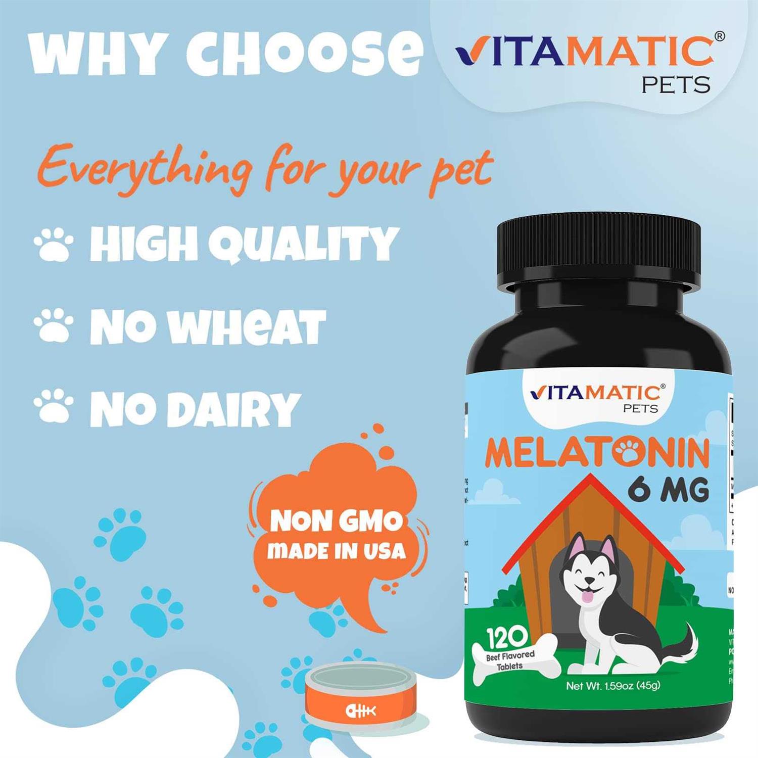 Vitamatic Melatonin for Dogs 6 mg - Healthber