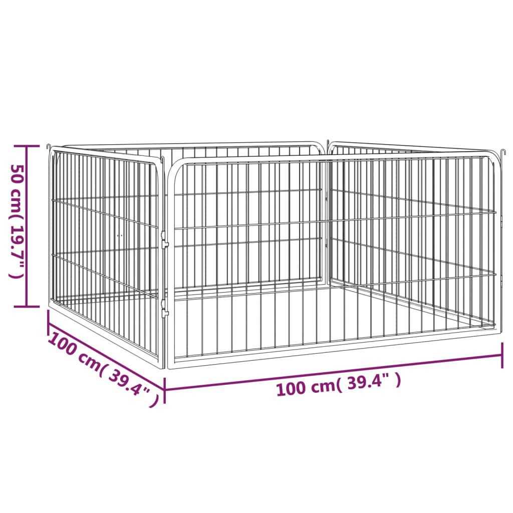 vidaXL Dog Playpen 4 Panels Black Powder-coated Steel - Healthber
