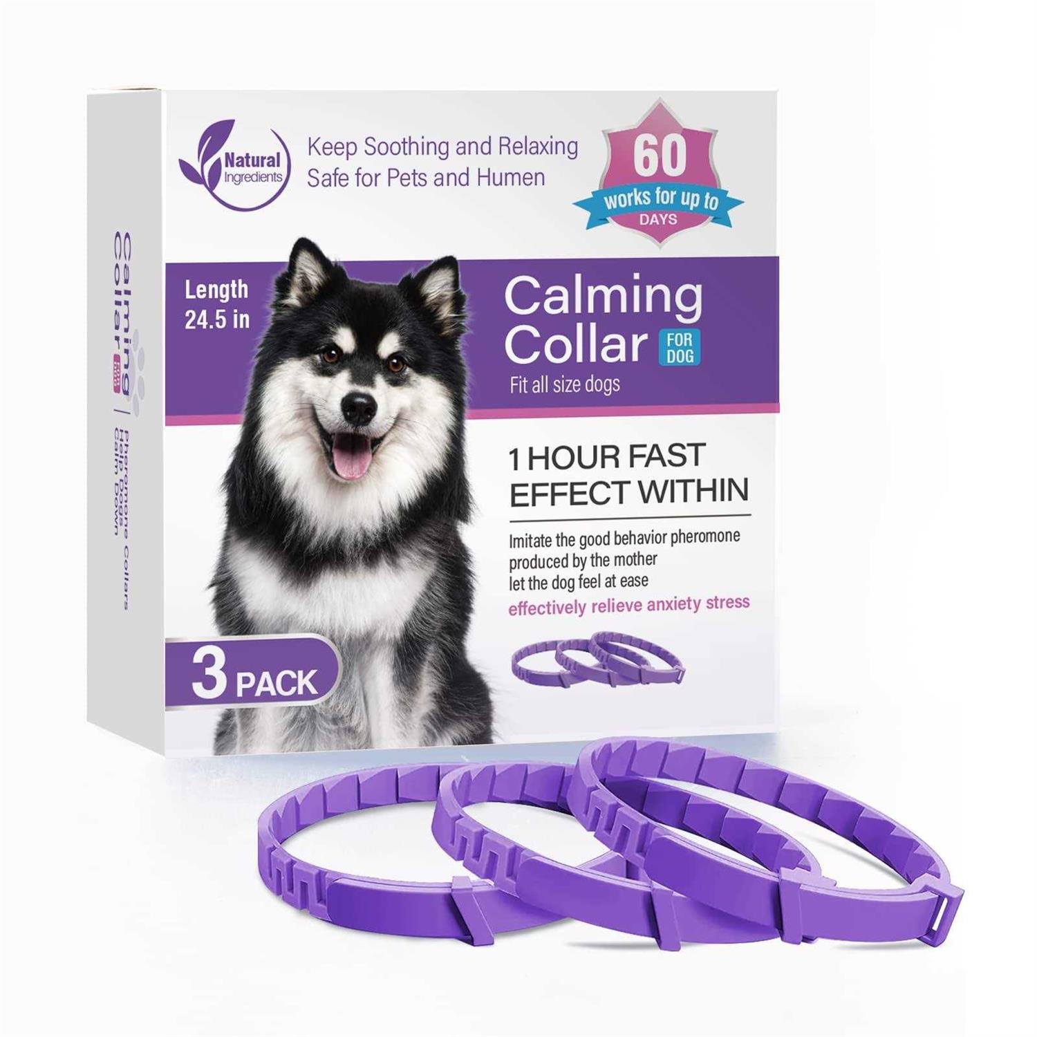 Dogs Calming Pheromones Collar 3 Packs Lasts 60 Days Relieve Reduce Anxiety or Stress 25 Inches Adjustable Relaxing Comfortable Collar Breakaway - Healthber