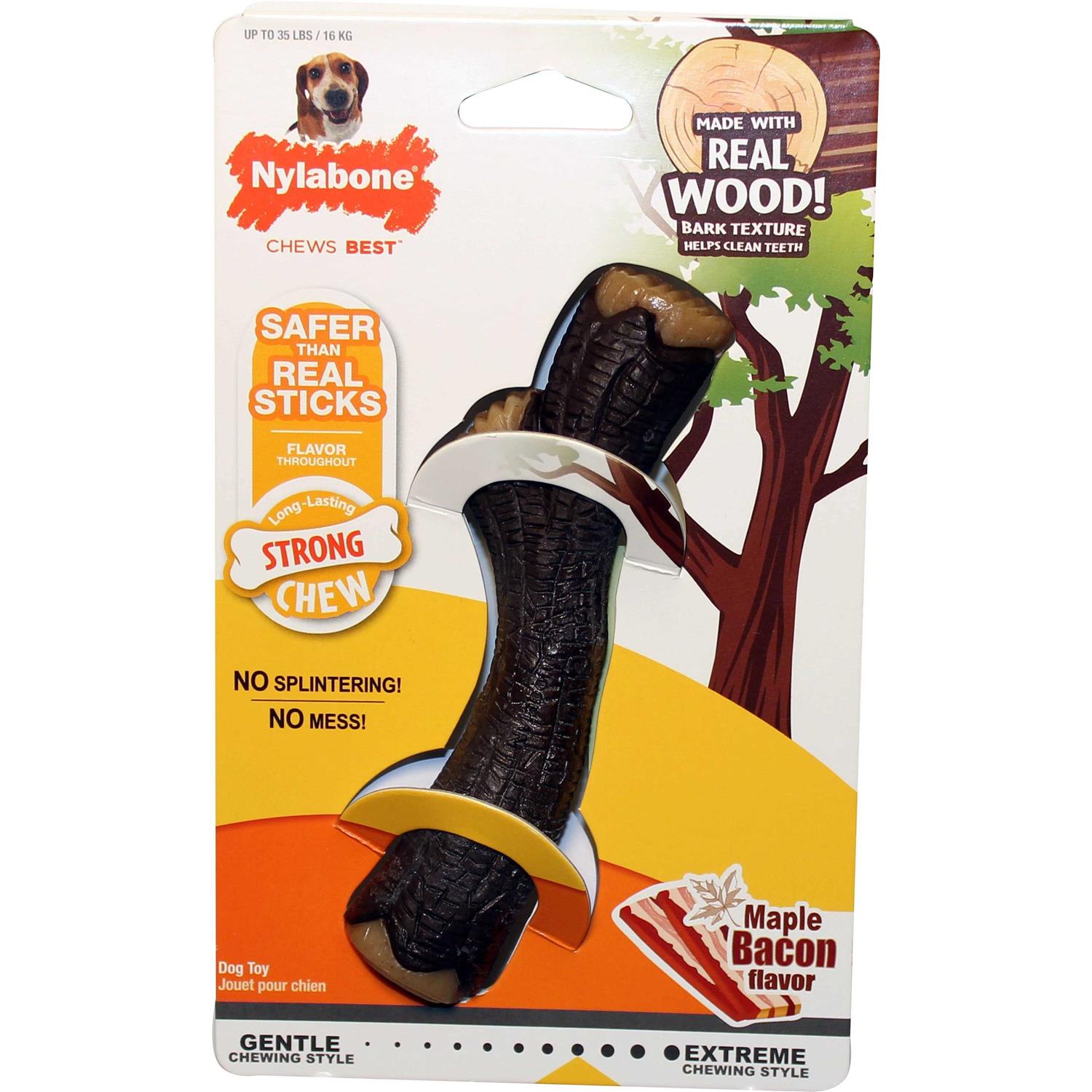 Nylabone Strong Chew Real Wood Stick Dog Toy - Healthber
