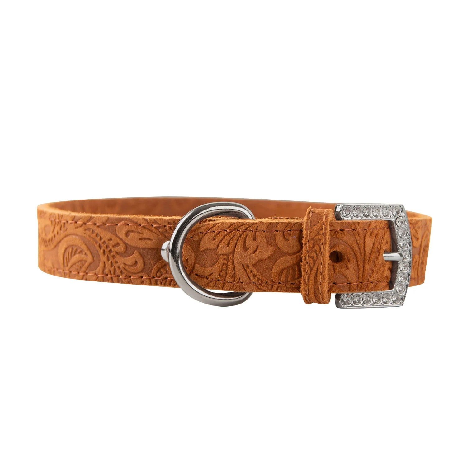 Crystal Buckle Made in USA Leather Dog Collar - Healthber