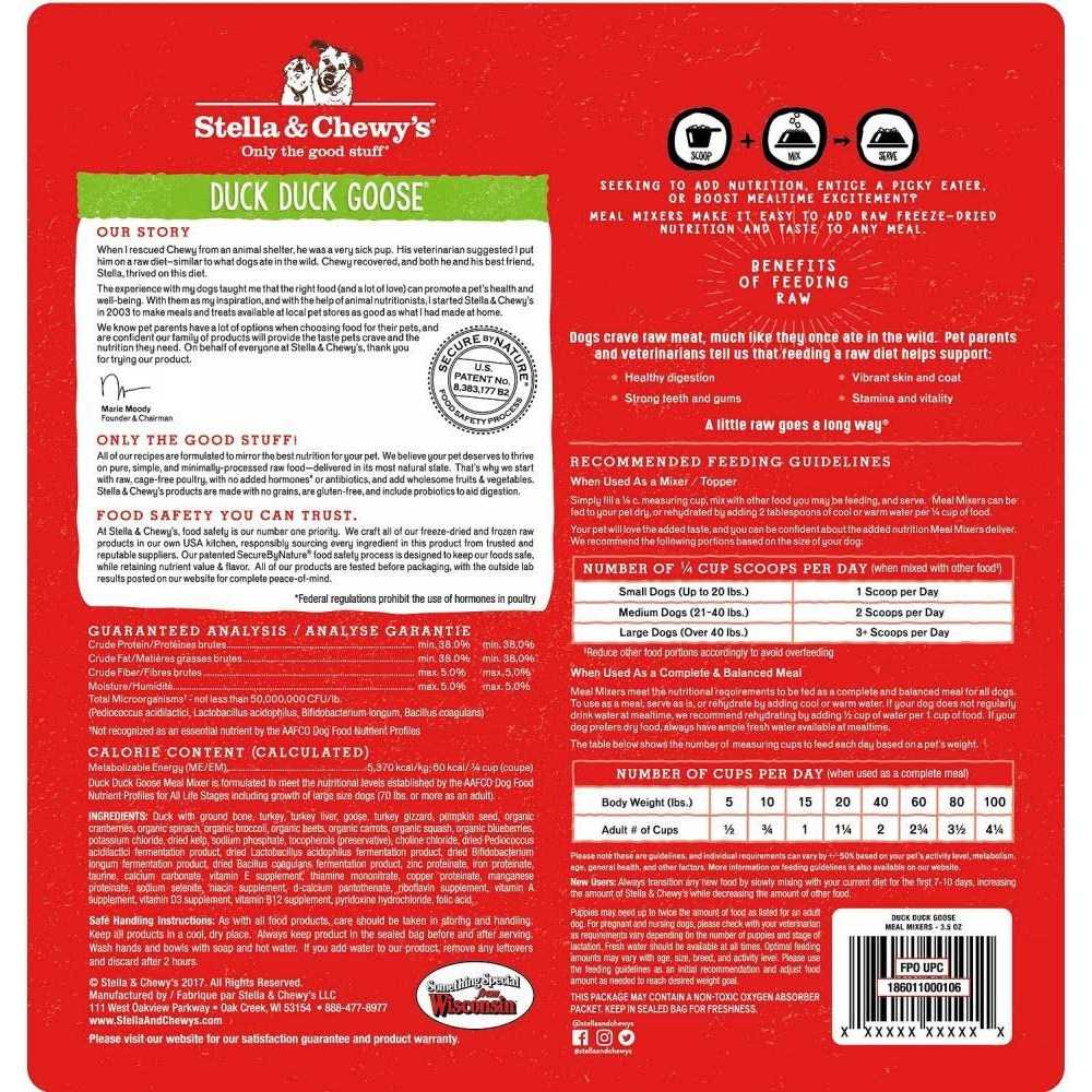 Stella & Chewy’s Freeze Dried Duck Duck Goose Meal Mixers Dog Food - Healthber