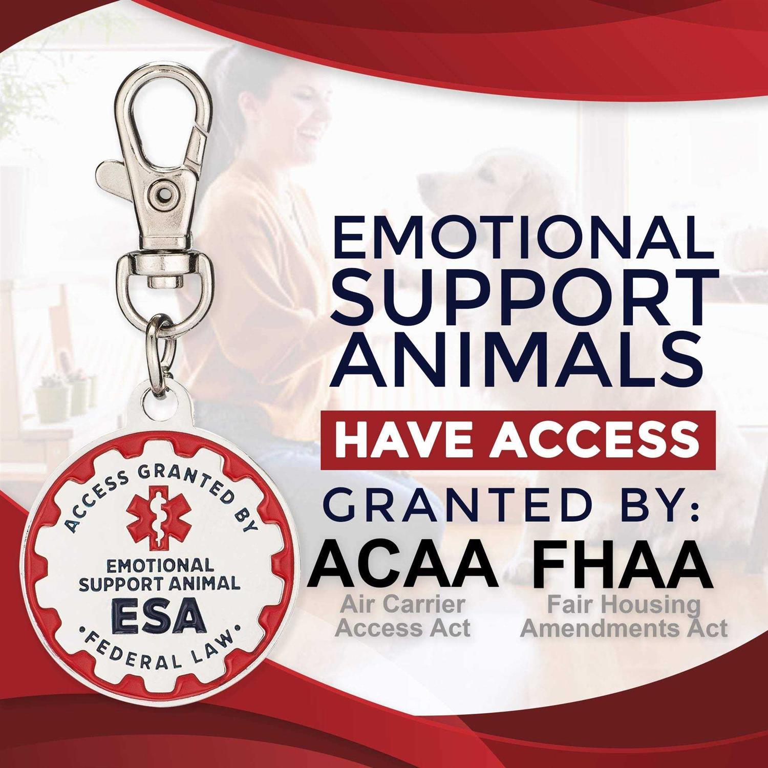 Industrial Puppy Emotional Support Dog Tag, 2 Pack Metal Pet ID Tags for Emotional Support Dogs, ESA, and Therapy Dogs - Healthber