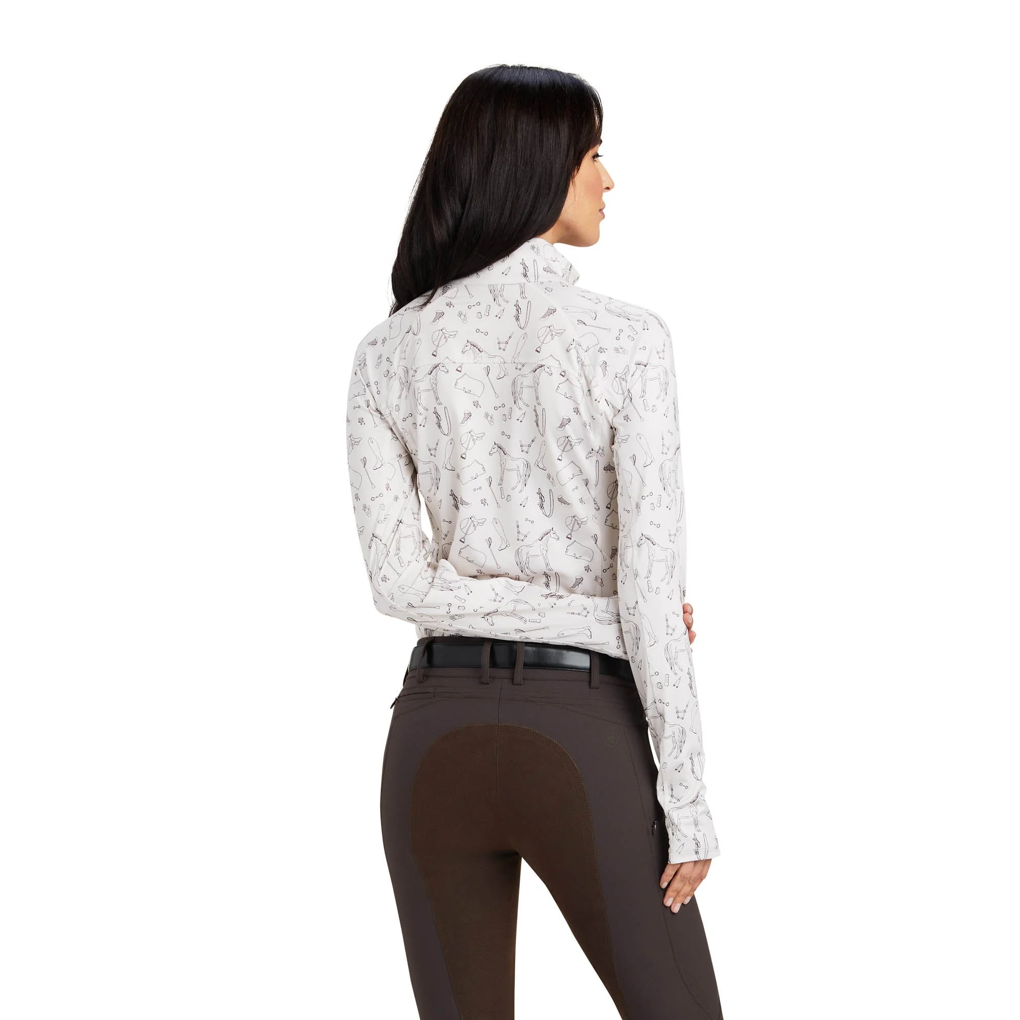 Ariat Lowell 2.0 ? Zip Baselayer, Sea Salt Tack Print - Healthber