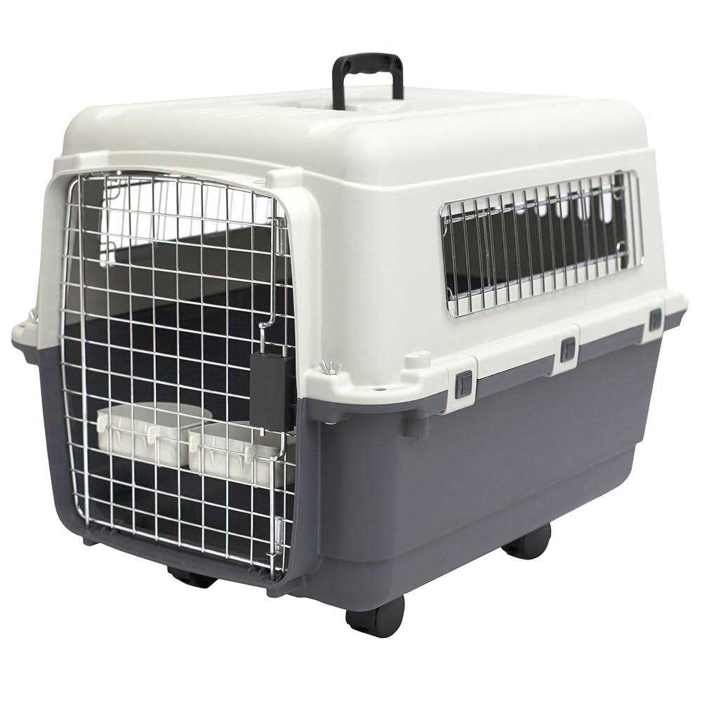 Sport Pet SportPet Designs Plastic Kennels Rolling Plastic Wire Door Travel Dog Crate - Healthber