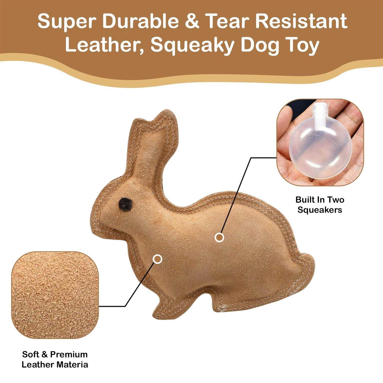 Spot Dura Fused Leather Rabbit Dog Toy - Healthber