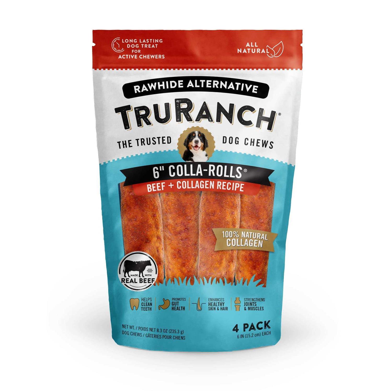 TruRanch 6 Colla-Rolls Beef + Collagen Recipe Dog Chews - Healthber