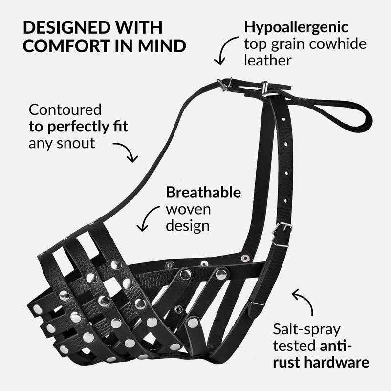 CollarDirect Dog Muzzle Pitbull Amstaff Basket Genuine Leather Staffordshire Terrier - Healthber