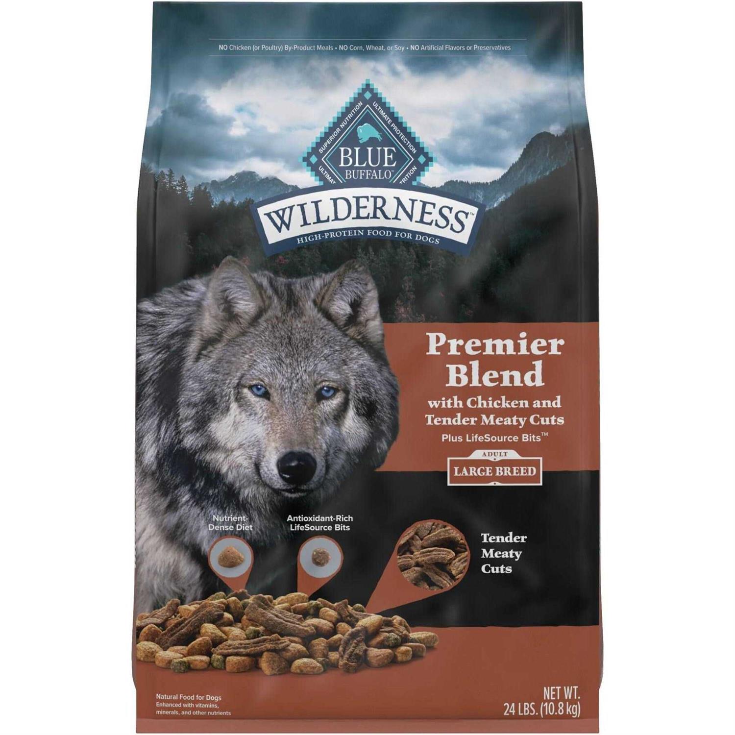 Blue Buffalo Blue Wilderness Premier Blend with Meaty Cuts Chicken Large Breed Adult Dry Dog Food - Healthber