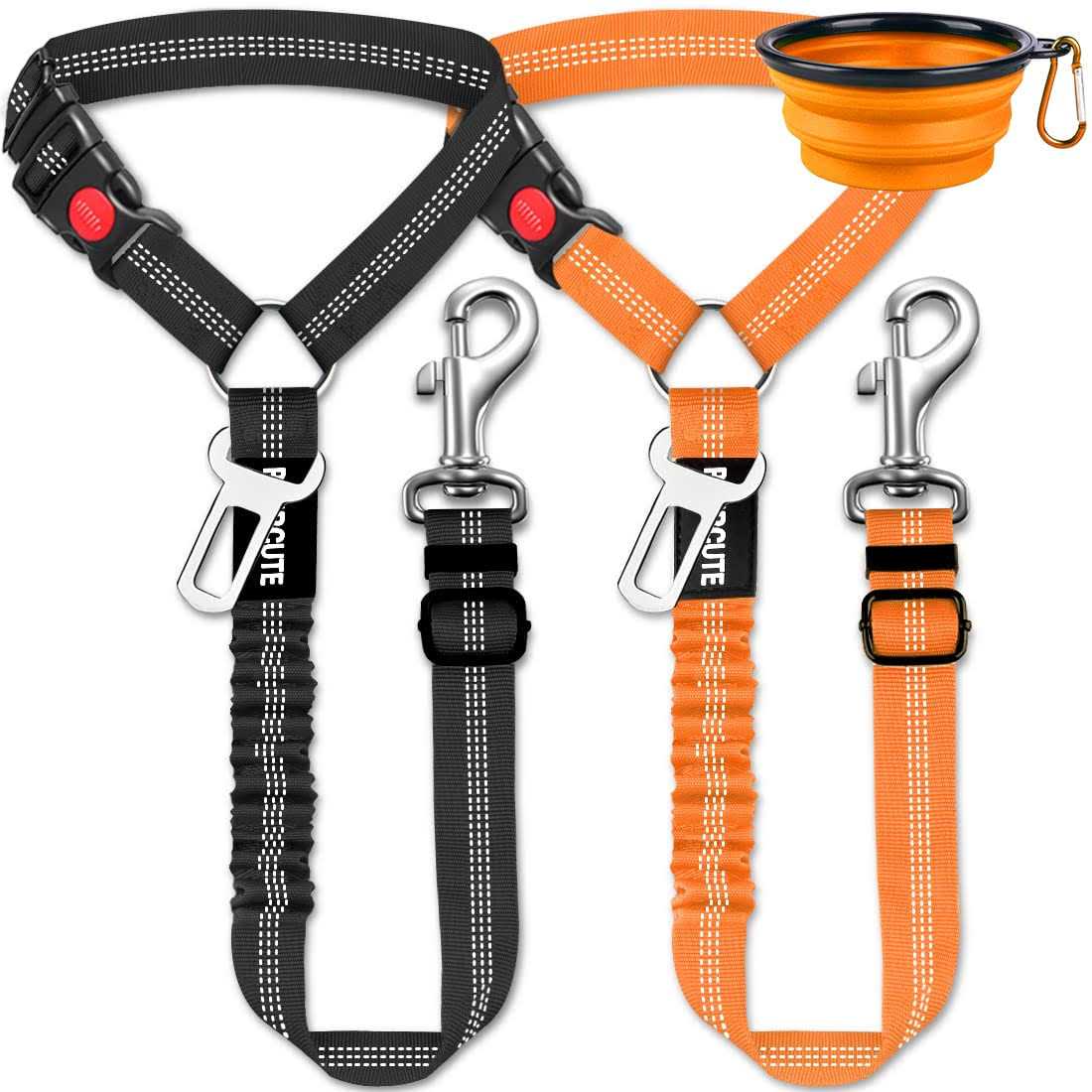 Paercute 3 Piece Set Dog Car Seat Belt Headrest Restraint Adjustable with Elastic Bungee Buffer Durable Headrest Pet Seat Belt Dog Car Sa - Healthber