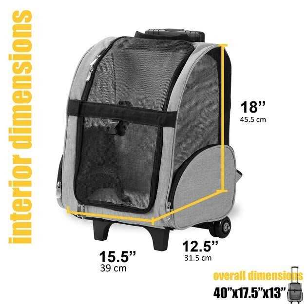 Kopeks Deluxe Backpack Pet Travel Carrier with Double Wheels - Healthber