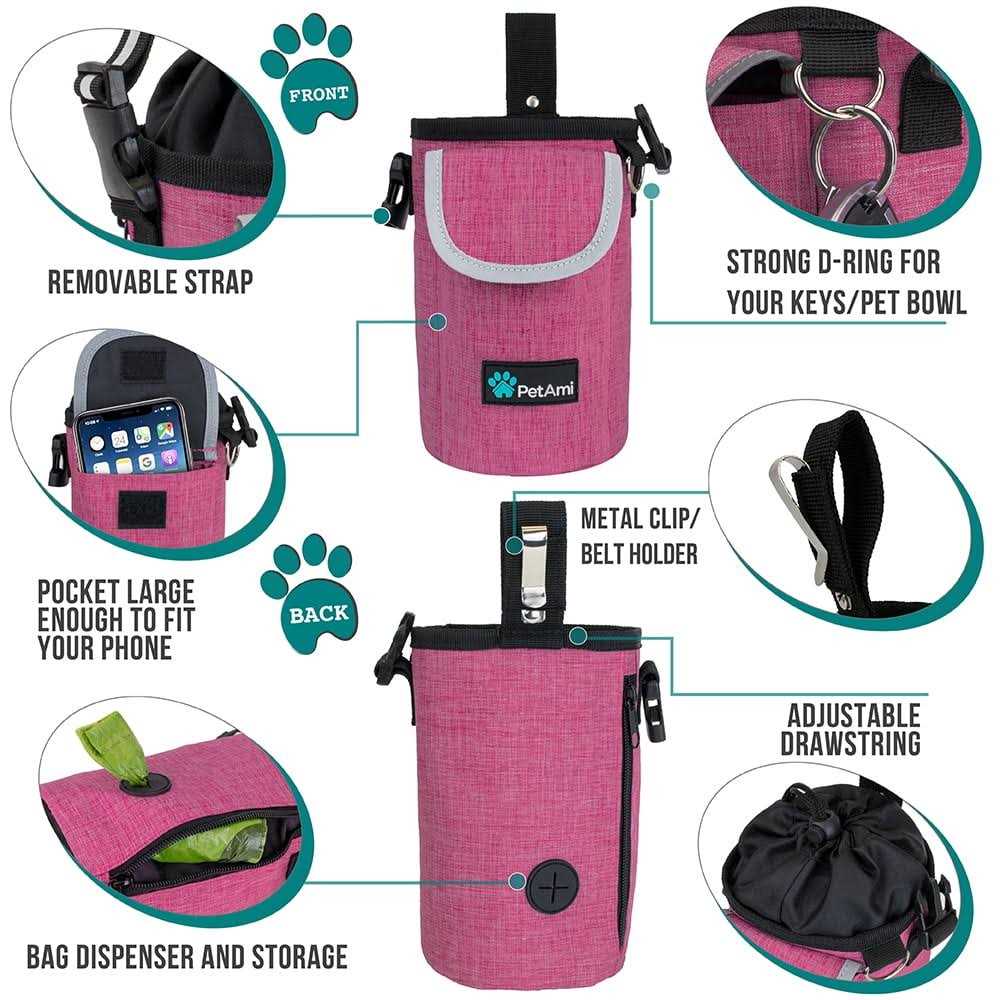 PetAmi Dog Treat Pouch Large Pet Training Treat Pouch with Pocket - Healthber