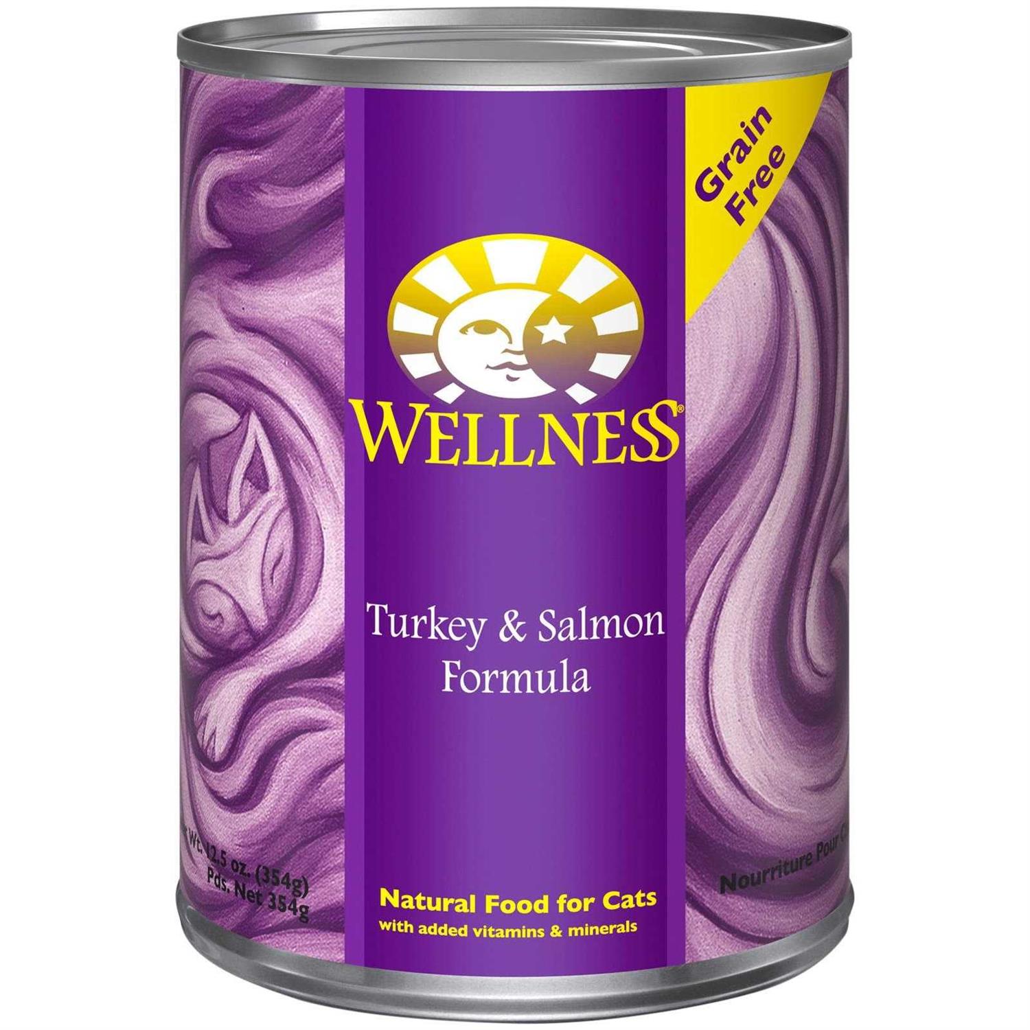 Wellness Complete Health Turkey & Salmon Pate Canned Cat Food 12.5 oz - Healthber
