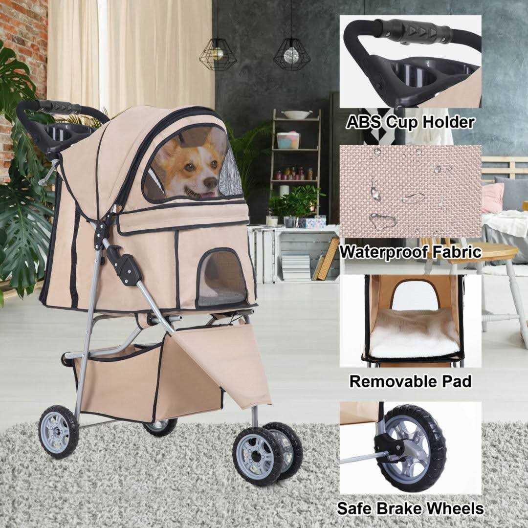 Bestpet Pet Stroller Cat Dog Cage Stroller Travel Folding Carrier - Healthber