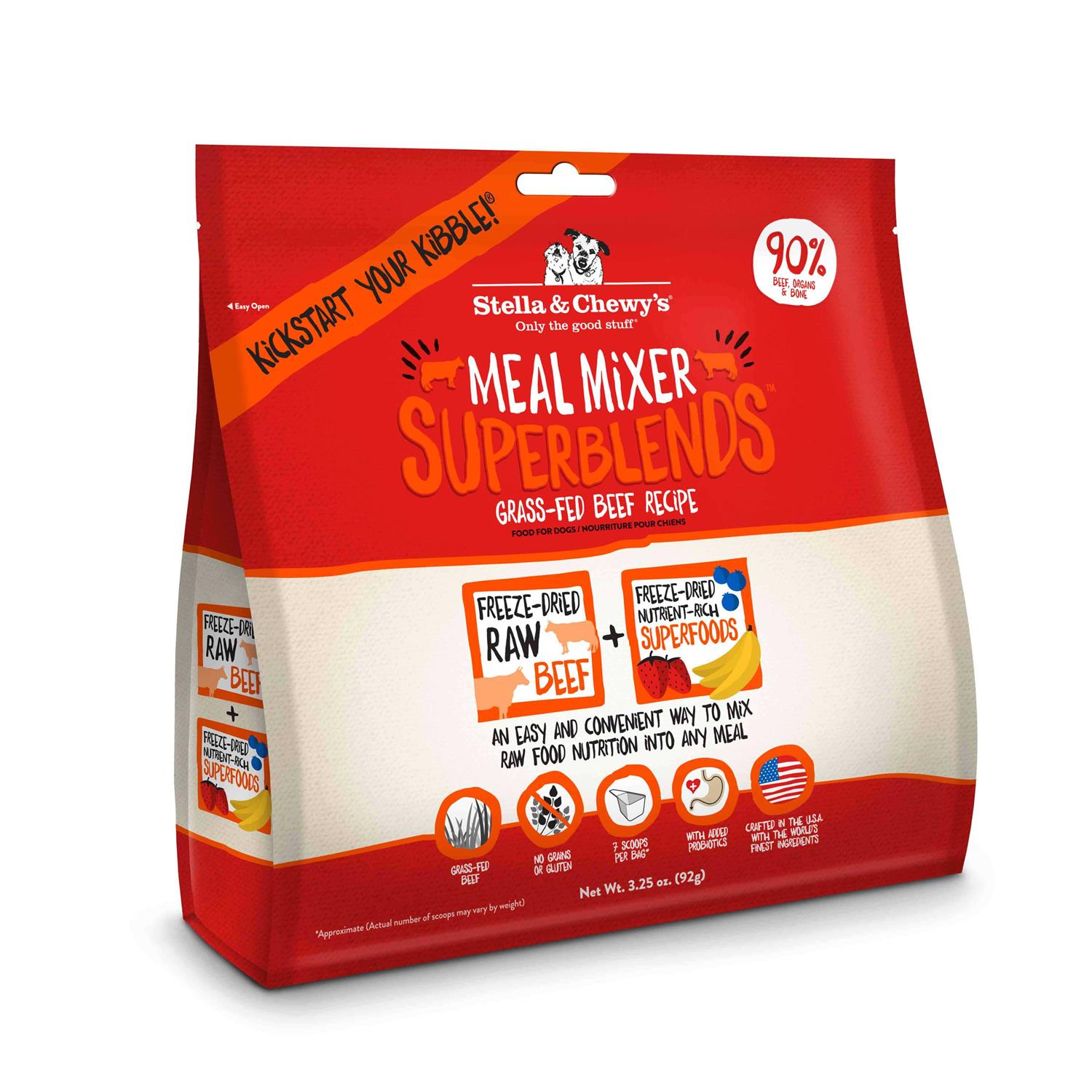 Stella & Chewy’s Freeze Dried Grass Fed Beef Meal Mixer SuperBlends Dog Food - Healthber