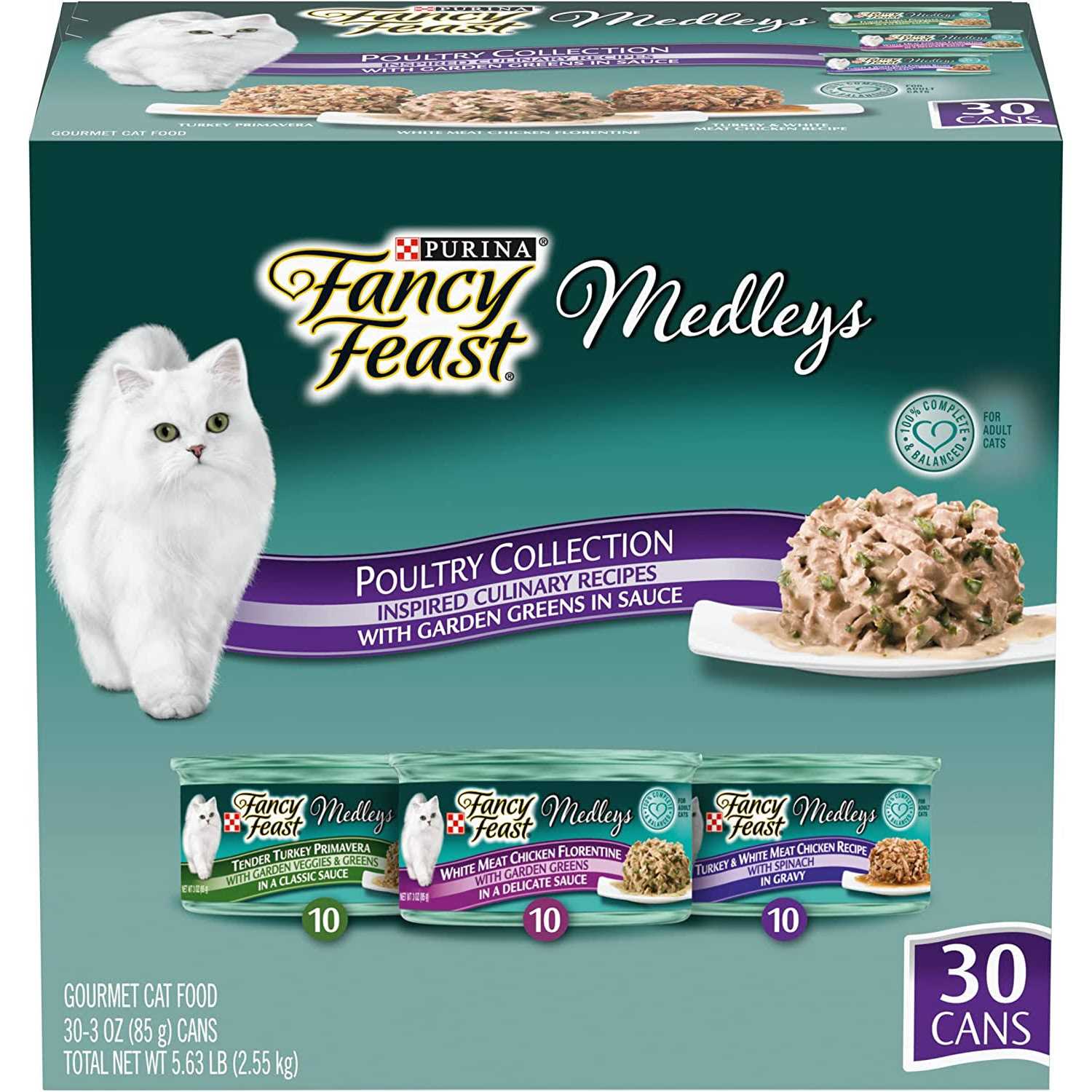 Purina Fancy Feast Wet Cat Food Variety Pack Medleys Poultry Collection with Garden Greens in Sauce - Healthber