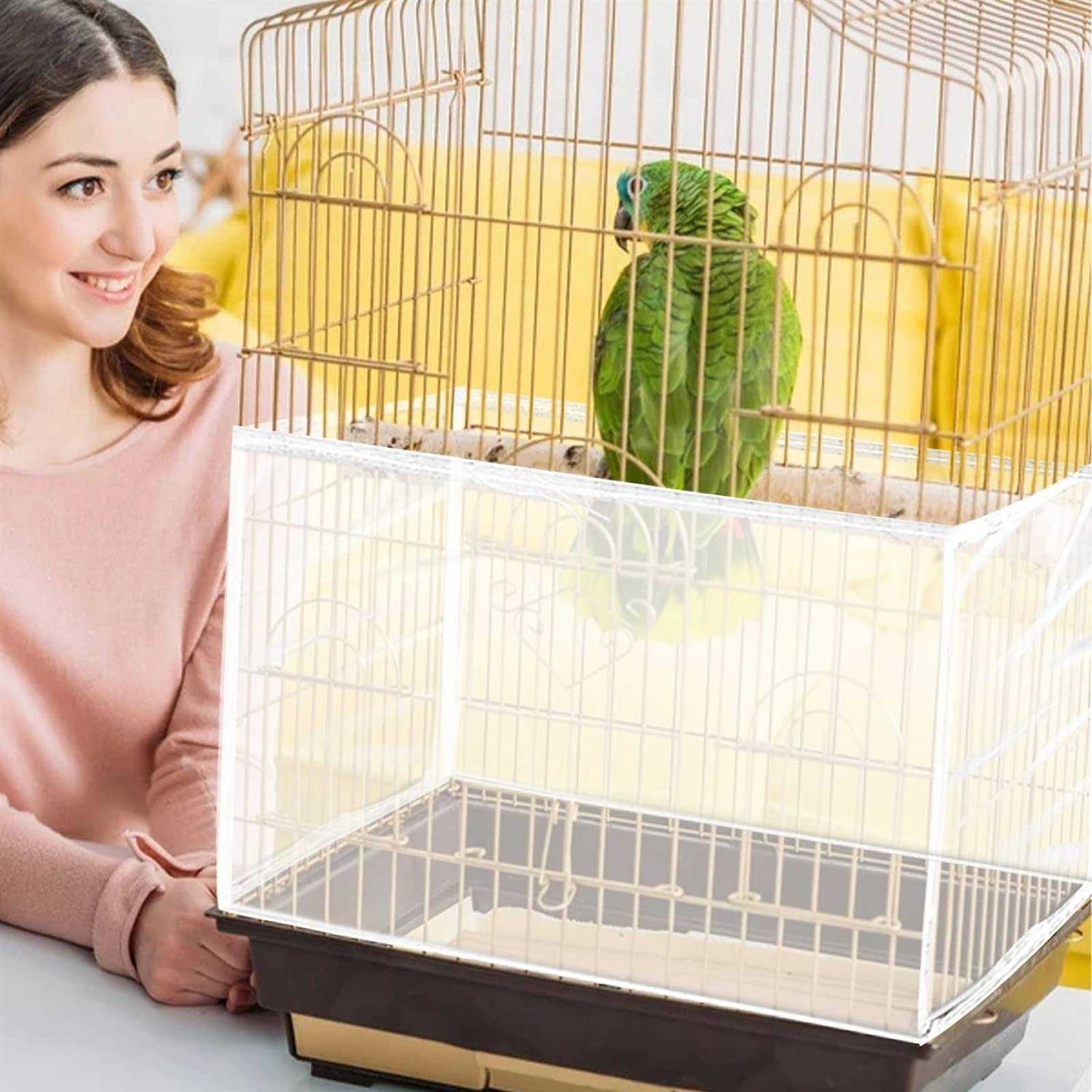 Daoeny Bird Cage Seed Catcher Large Bird Cage Cover Adjustable Soft Airy Nylon Mesh Net - Healthber